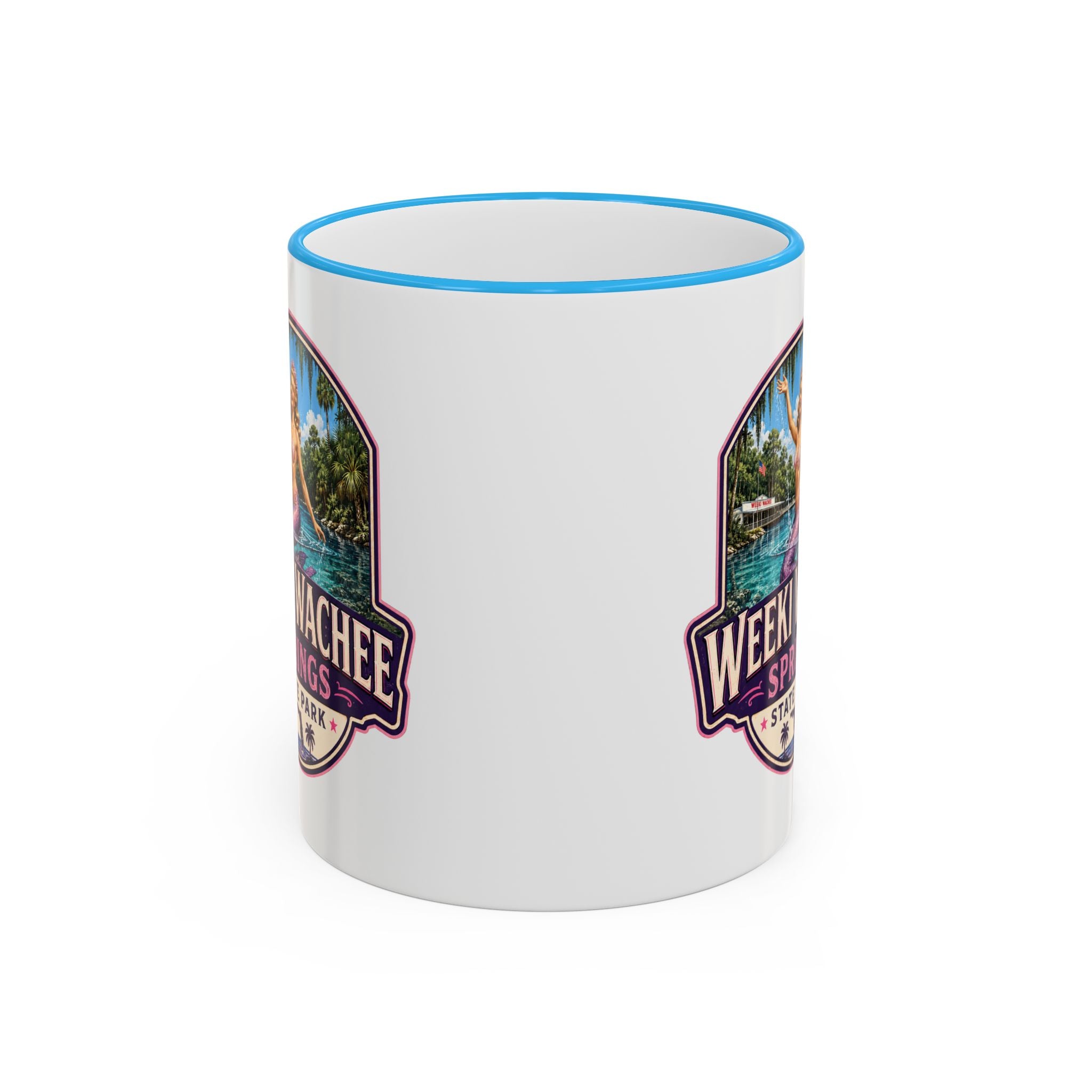 Weeki Wachee Vintage Mug Pink — Accent Rim & Handle 11oz/15oz