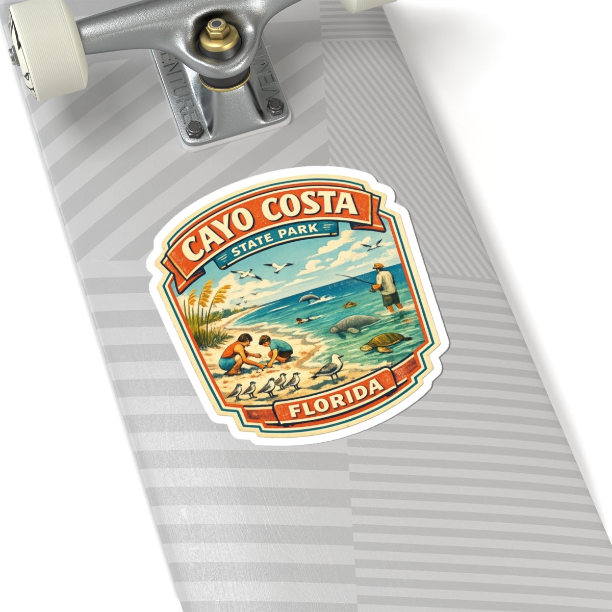 Cayo Costa State Park Florida Vintage Travel Sticker — Beach, Wildlife & Fishing Kiss-Cut Sticker
