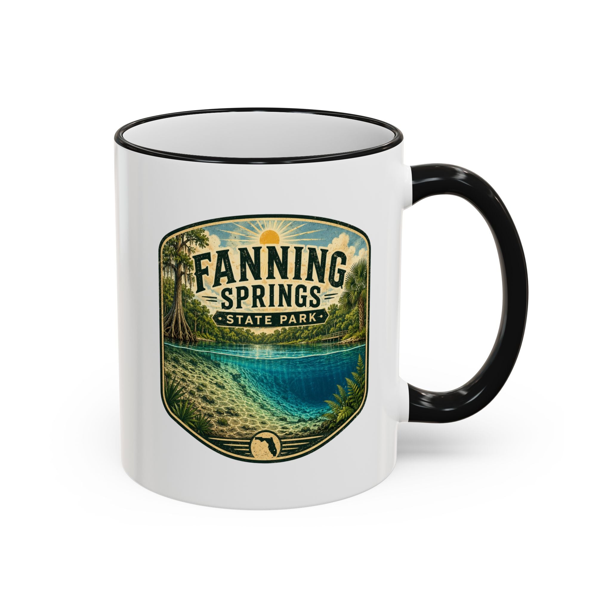 Fanning Springs Vintage Mug — Accent Rim & Handle 11oz/15oz