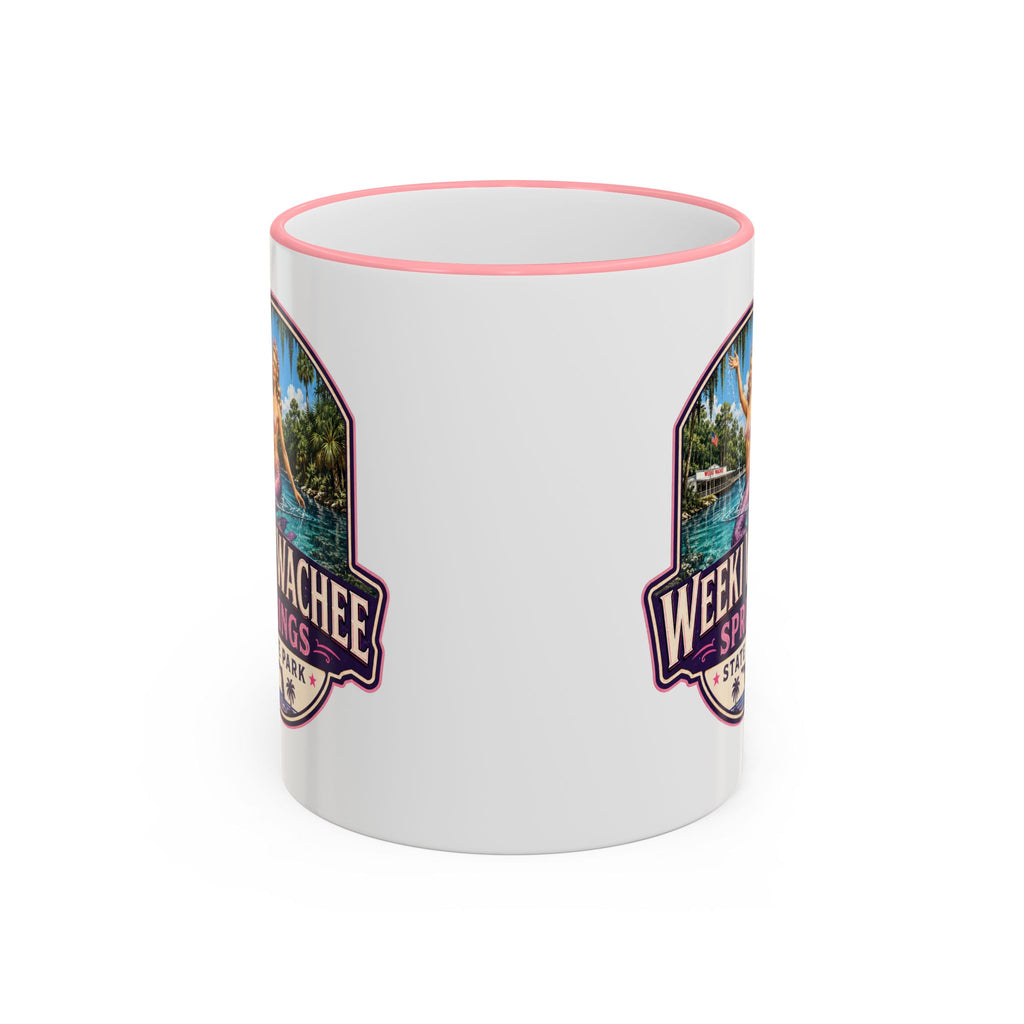 Weeki Wachee Vintage Mug Pink — Accent Rim & Handle 11oz/15oz