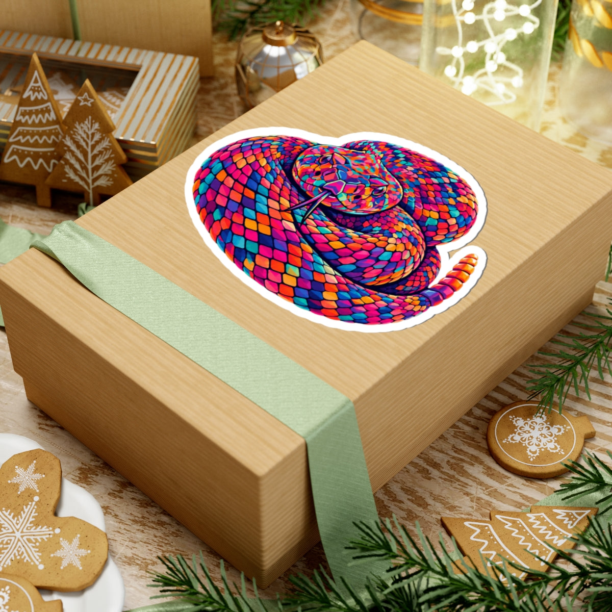Rainbow Coiled Serpent Sticker