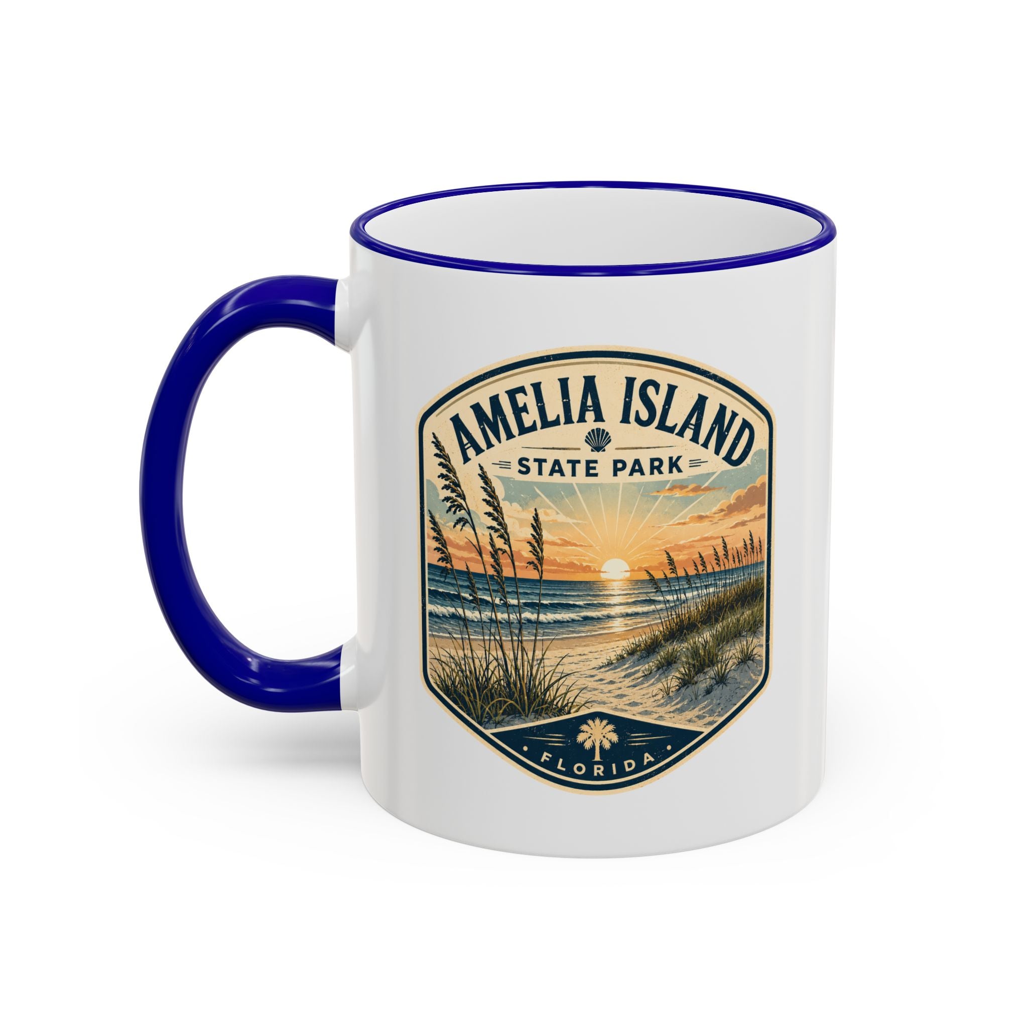 Amelia Island Vintage Mug — Accent Rim & Handle 11oz/15oz