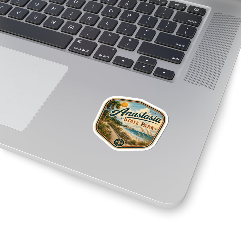 Anastasia State Park Sticker — Vintage Beach Patch Kiss-Cut