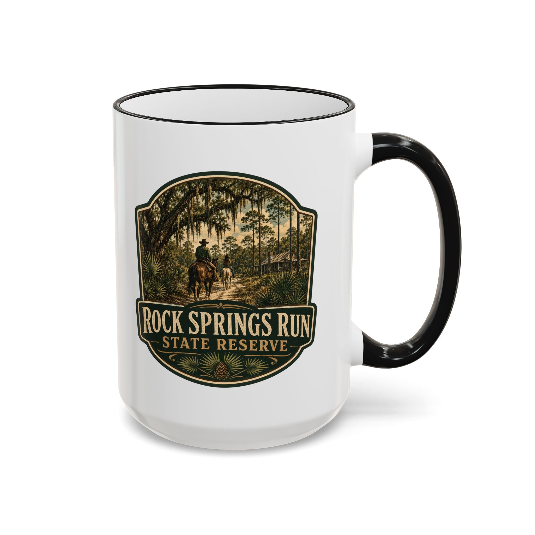 Rock Springs Run Vintage Mug — Accent Rim & Handle 11oz/15oz