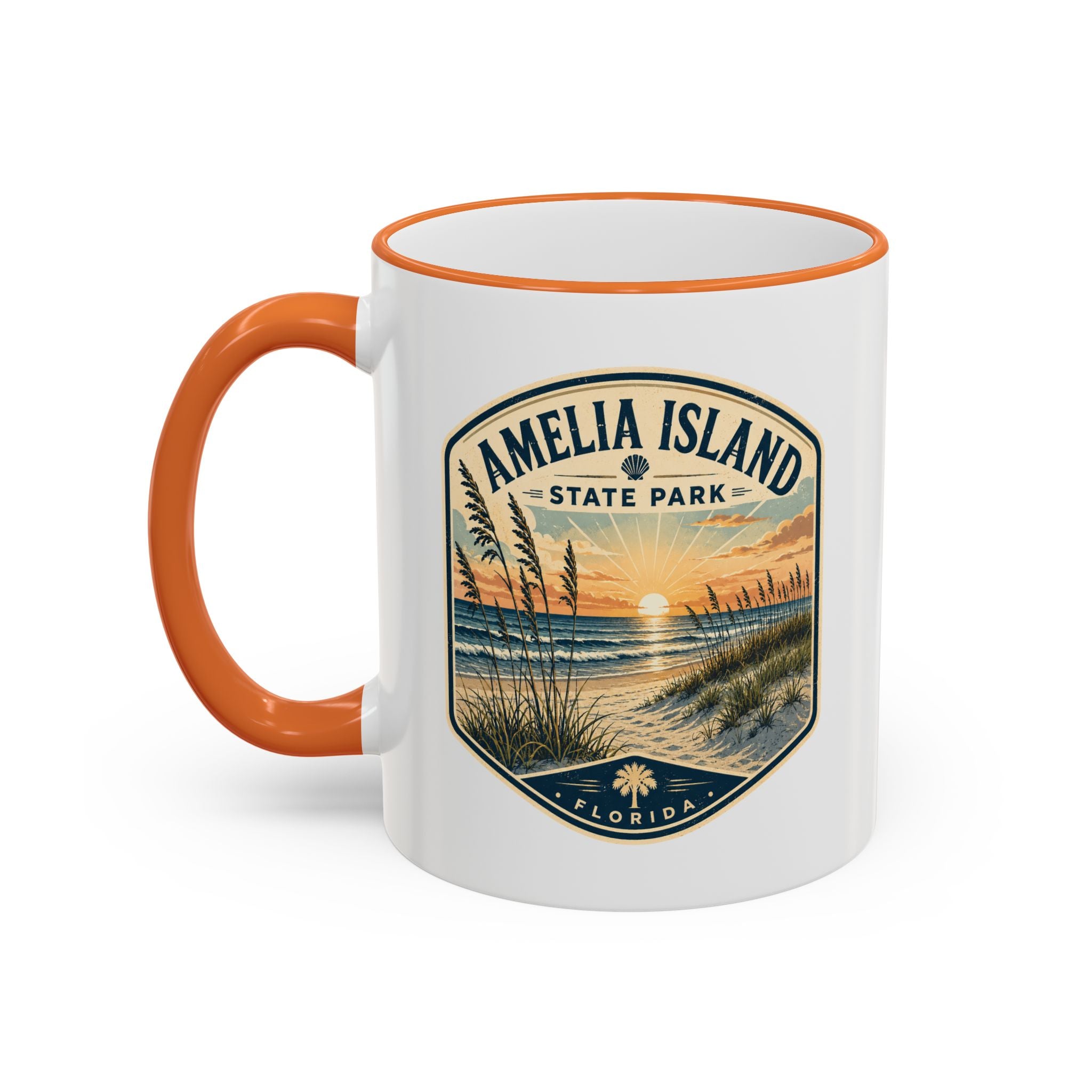 Amelia Island Vintage Mug — Accent Rim & Handle 11oz/15oz