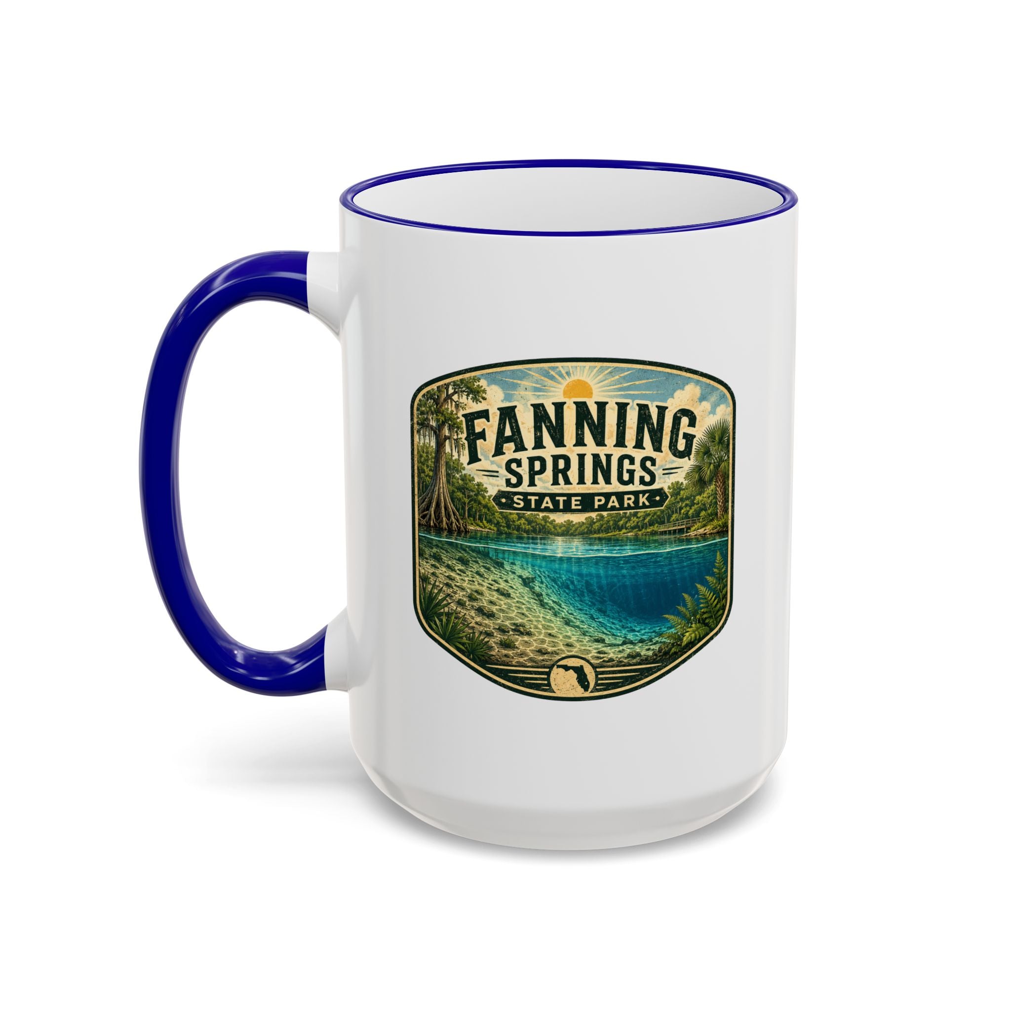 Fanning Springs Vintage Mug — Accent Rim & Handle 11oz/15oz
