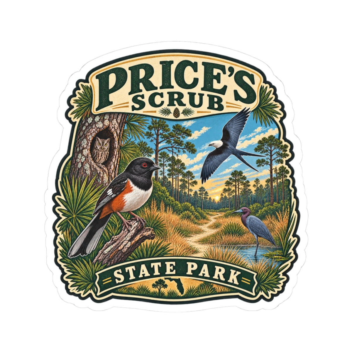 Price's Scrub State Park Sticker — Vintage Wildlife Park Badge