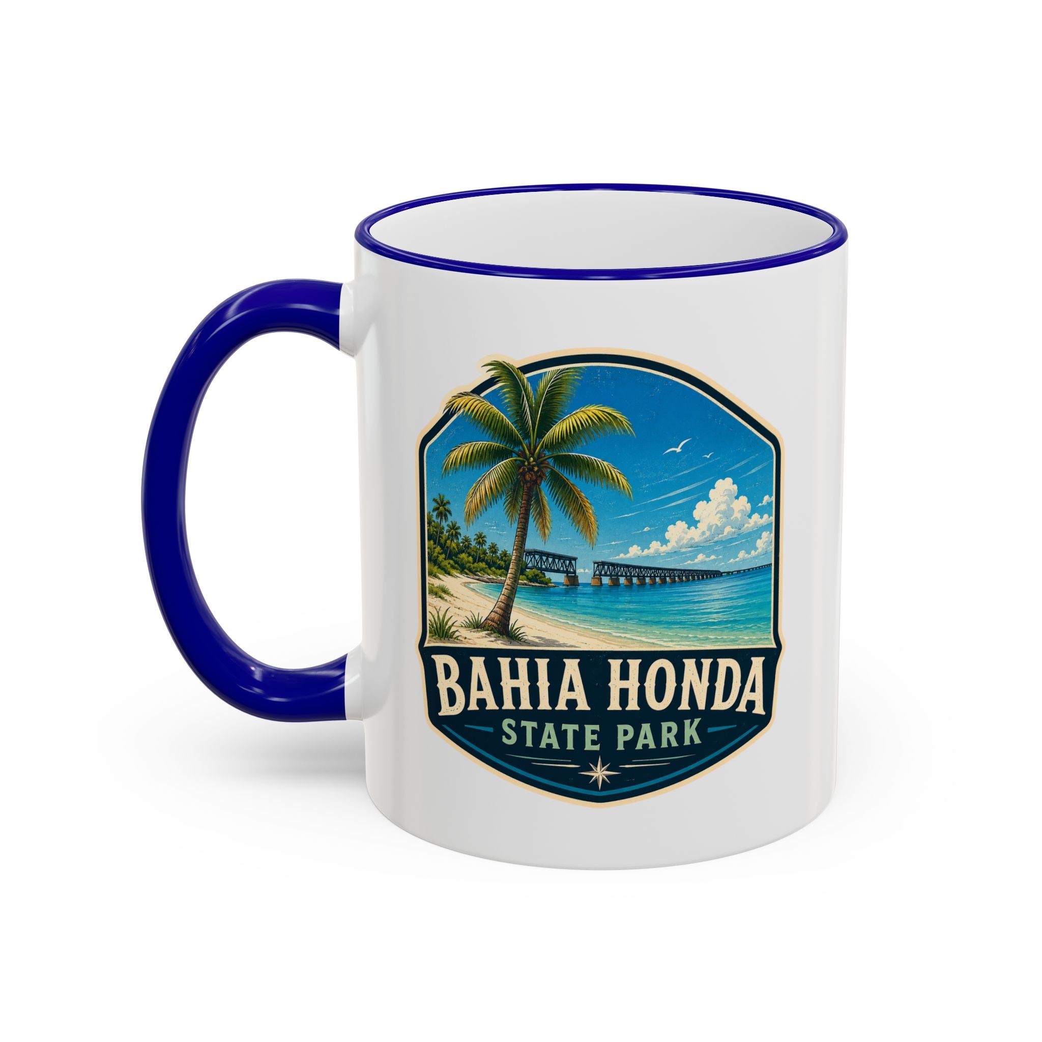 Bahia Honda Vintage Mug — Accent Rim & Handle 11oz/15oz