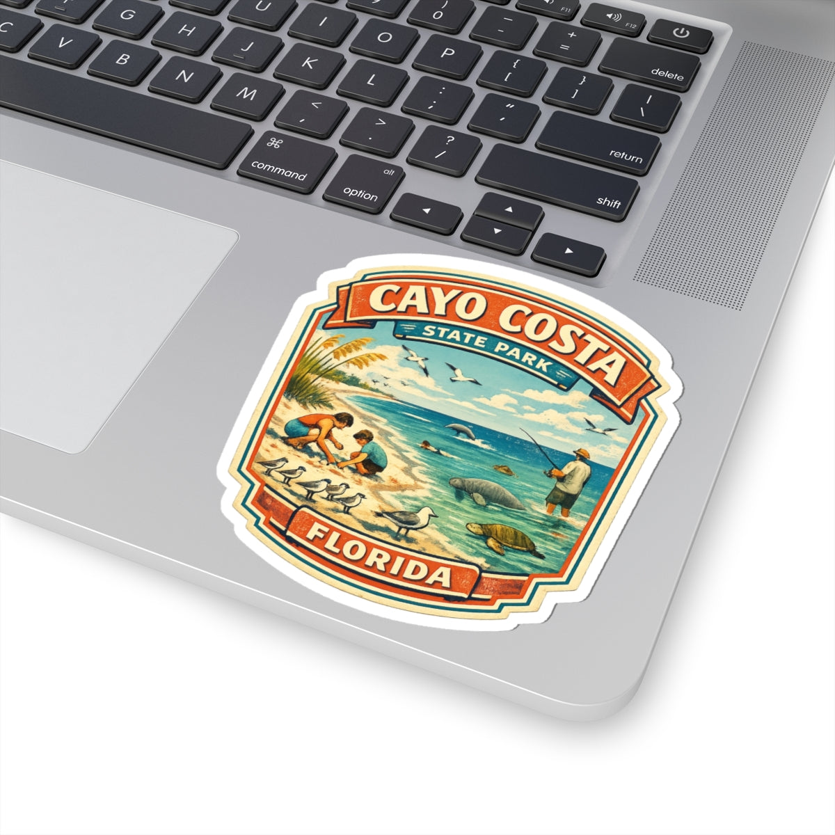 Cayo Costa State Park Florida Vintage Travel Sticker — Beach, Wildlife & Fishing Kiss-Cut Sticker