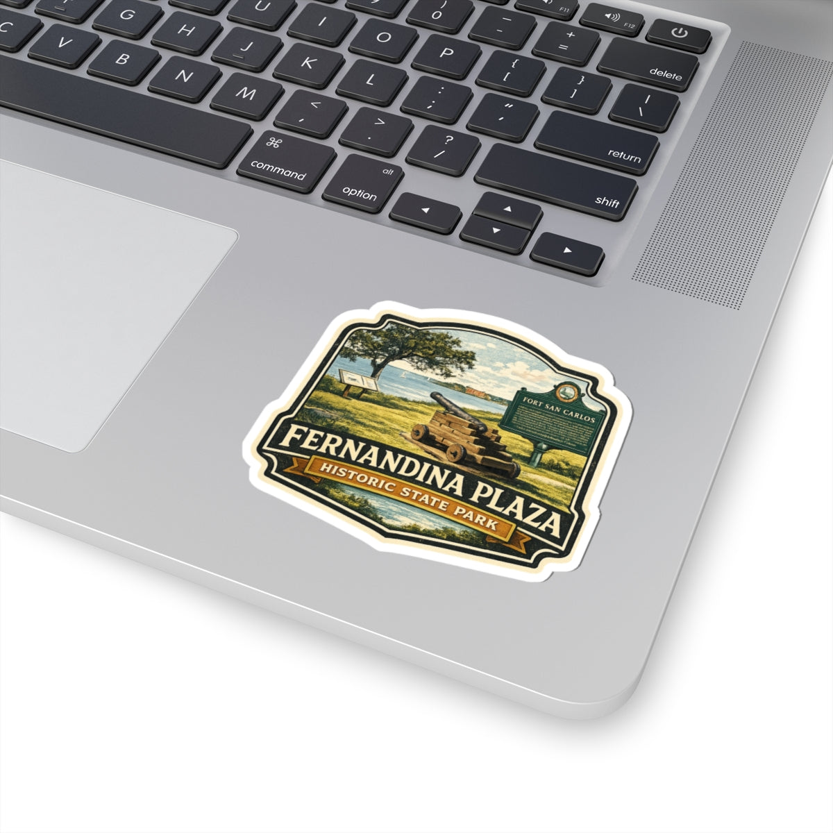 Fernandina Plaza Historic State Park Sticker — Vintage Cannon Travel Decal