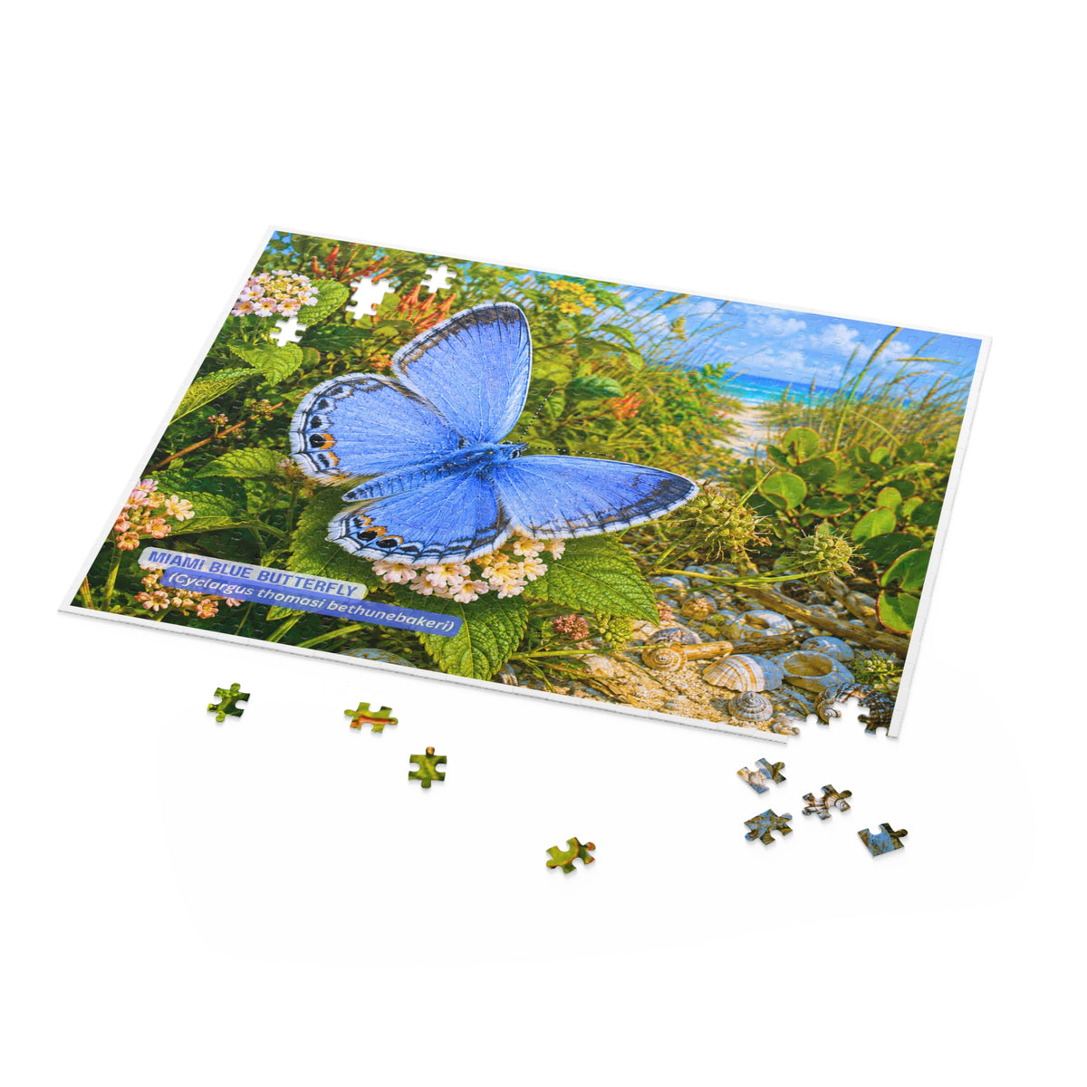 Miami Blue Butterfly Puzzle – Scenic Nature Jigsaw (120/252/500 pcs)