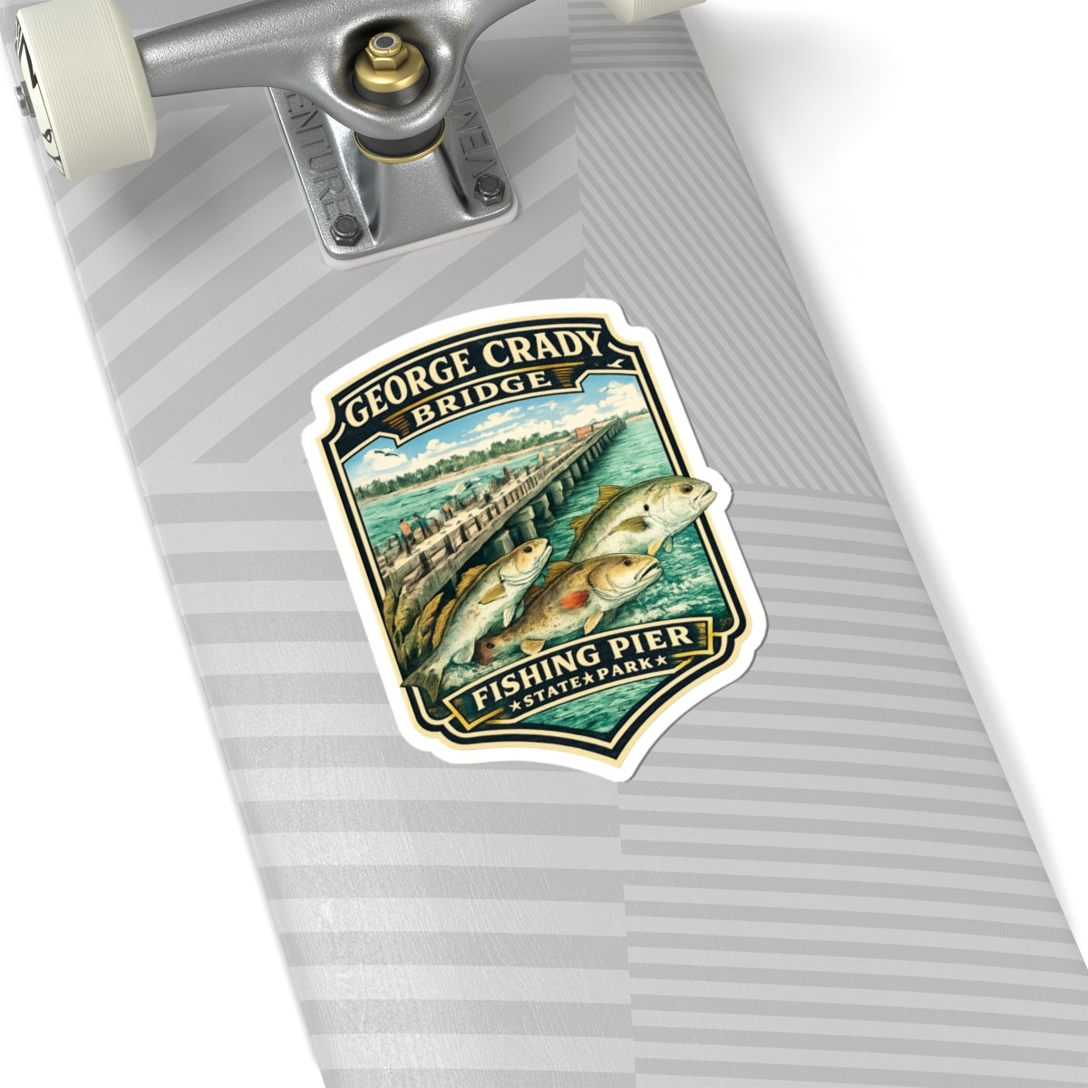 George Crady Bridge Fishing Pier Sticker — Vintage State Park Kiss-Cut Decal