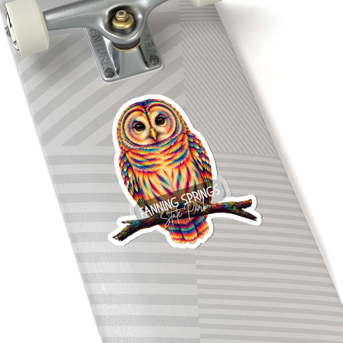 Rainbow Barred Owl Kiss-Cut Sticker