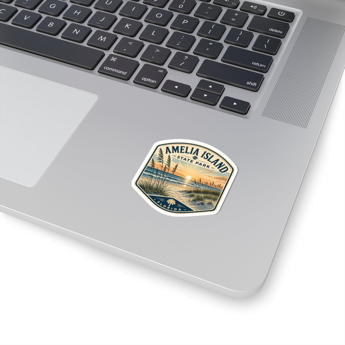 Amelia Island State Park Sunset Sticker — Vintage Beach Kiss-Cut Decal