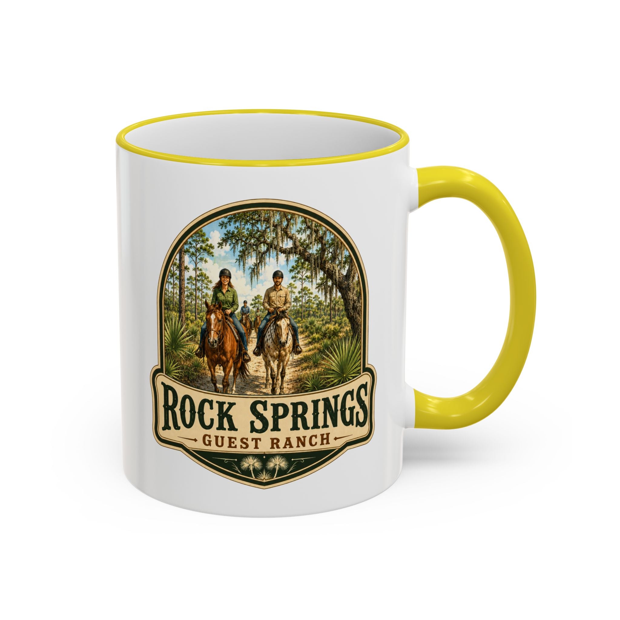 Rock Springs Guest Ranch Vintage Mug — Accent Rim & Handle 11oz/15oz