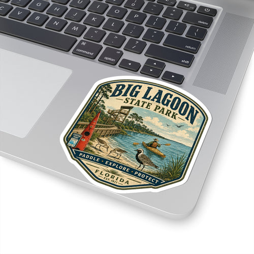 Big Lagoon State Park Vintage Outdoor Sticker — Kayak, Shorebirds & Florida Nature