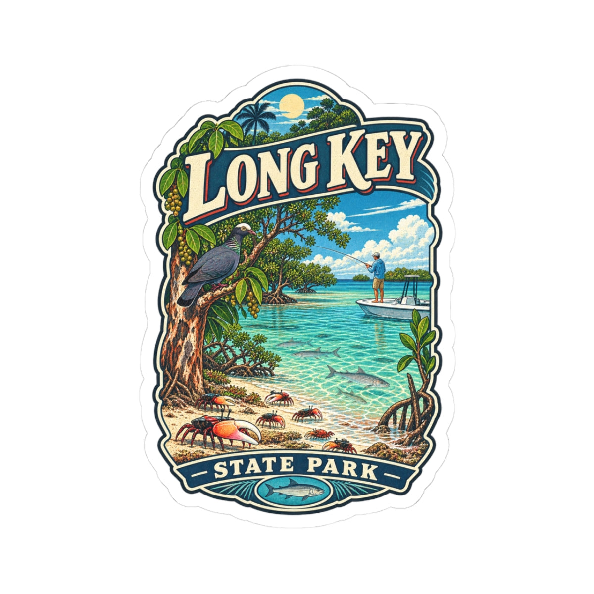 Long Key State Park Sticker — Vintage Coastal Travel Kiss-Cut Sticker