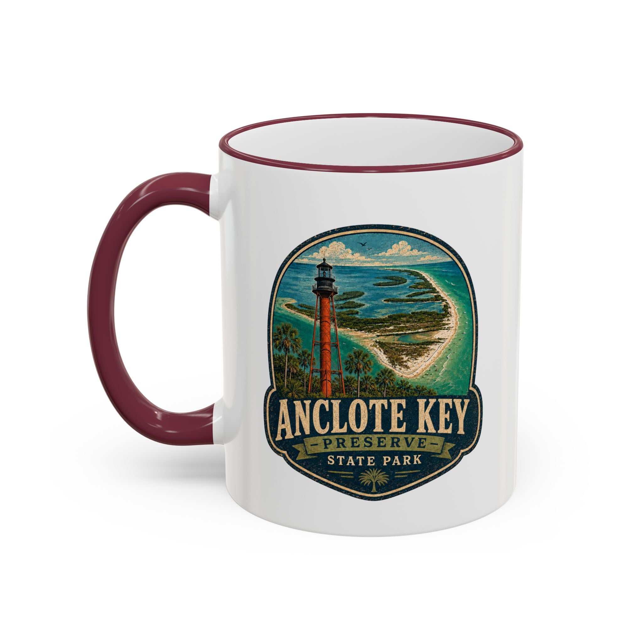 Anclote Key Vintage Mug — Accent Rim & Handle 11oz/15oz