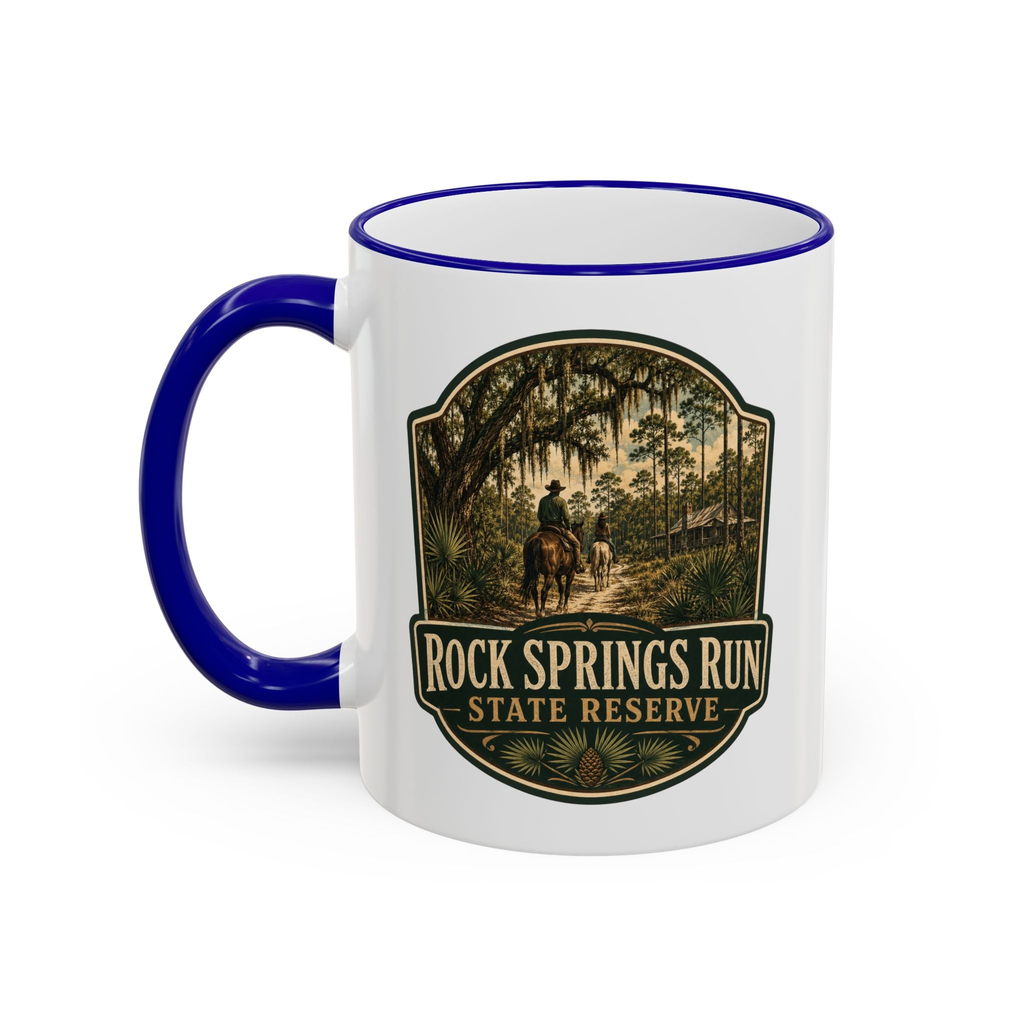 Rock Springs Run Vintage Mug — Accent Rim & Handle 11oz/15oz