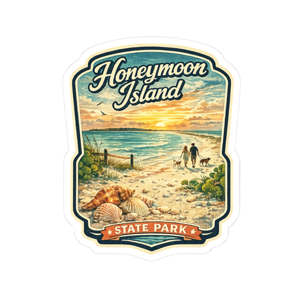 Honeymoon Island State Park Beach Sticker — Vintage Coastal Travel Decal