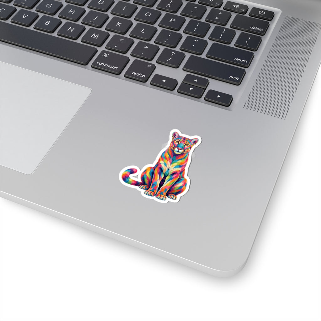 Rainbow Florida Panther Kiss-Cut Sticker — Vibrant Colorful Laptop Decal