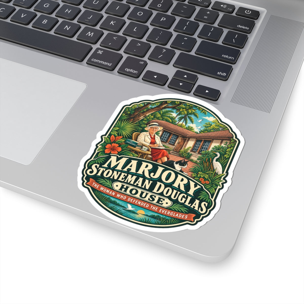 Marjory Stoneman Douglas House Vintage Travel Sticker — Environmentalist Tribute Kiss-Cut Sticker