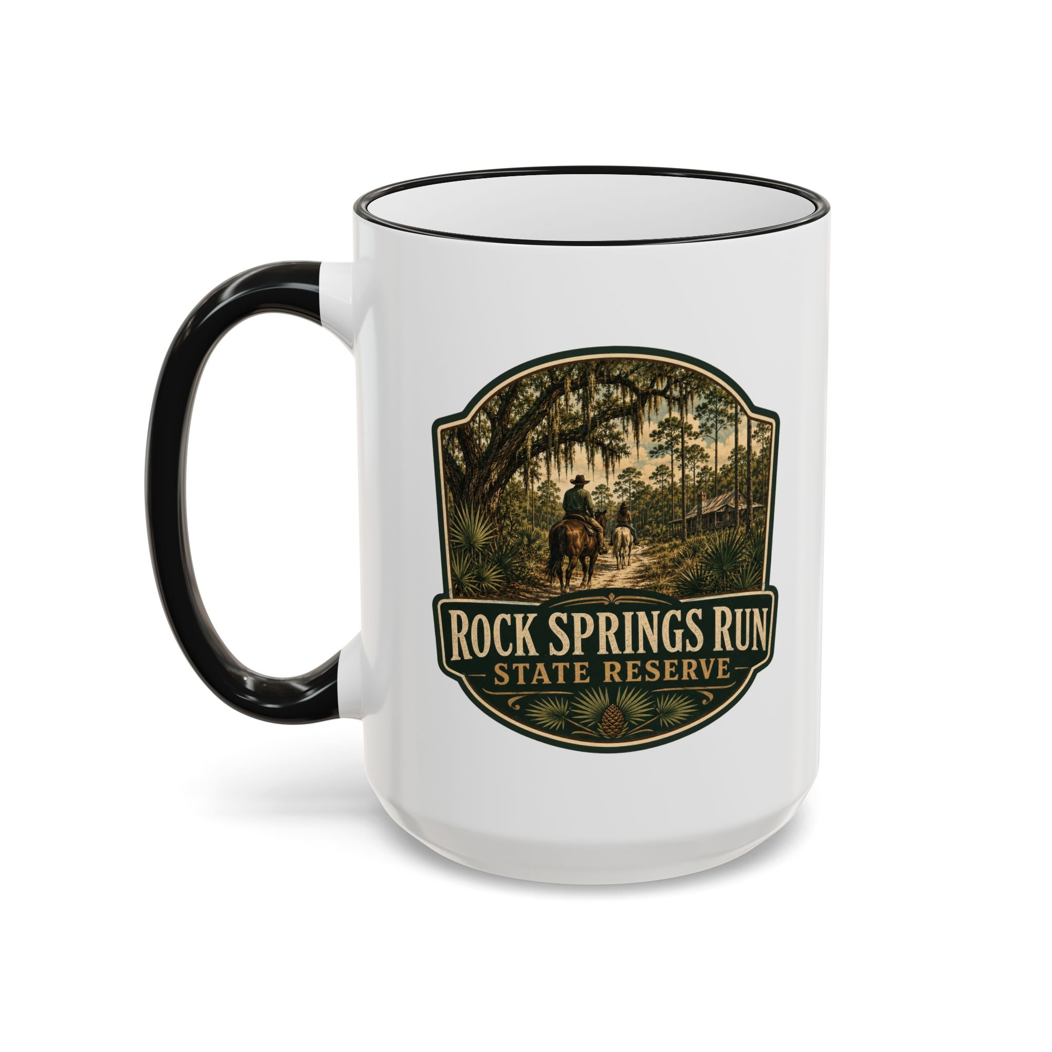 Rock Springs Run Vintage Mug — Accent Rim & Handle 11oz/15oz