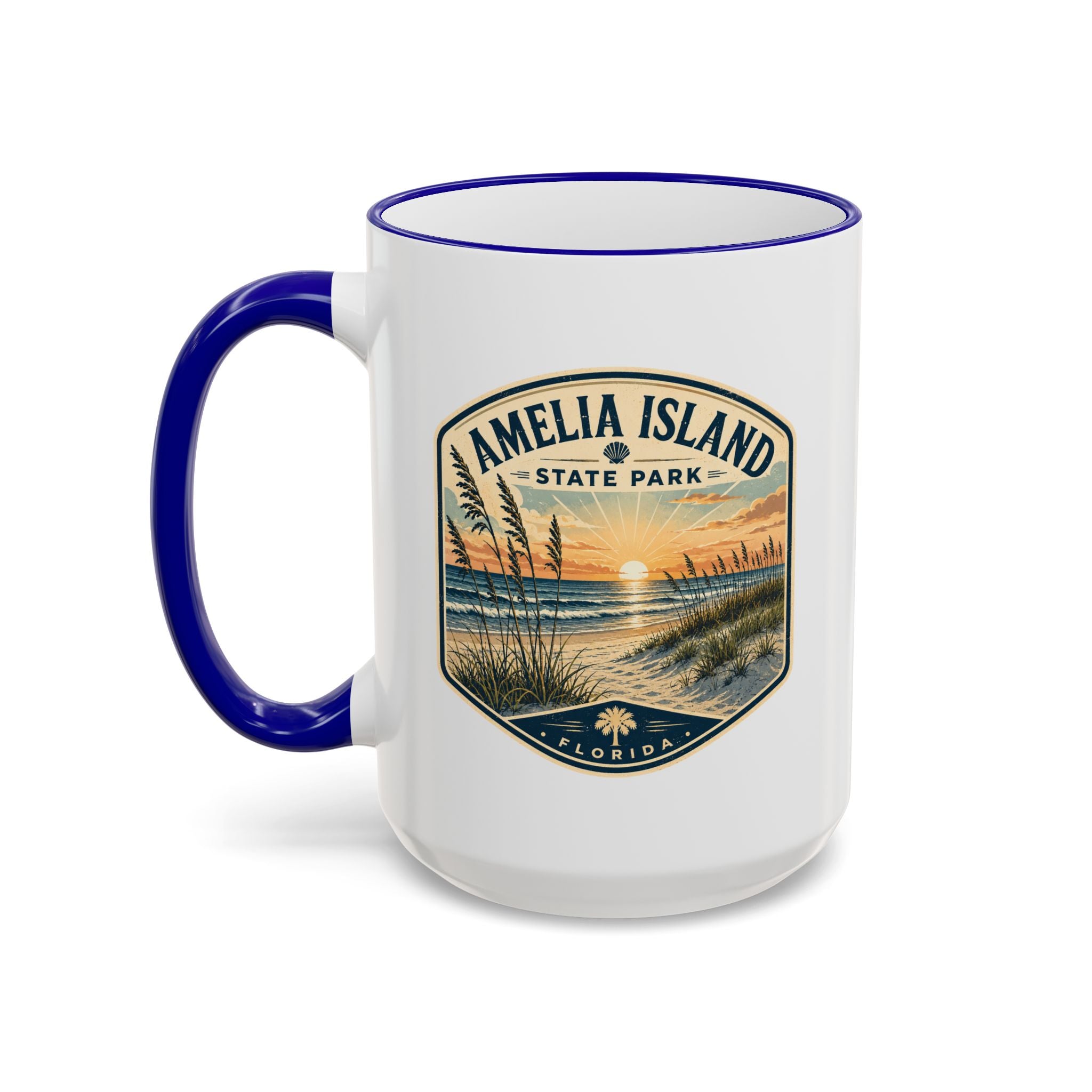 Amelia Island Vintage Mug — Accent Rim & Handle 11oz/15oz