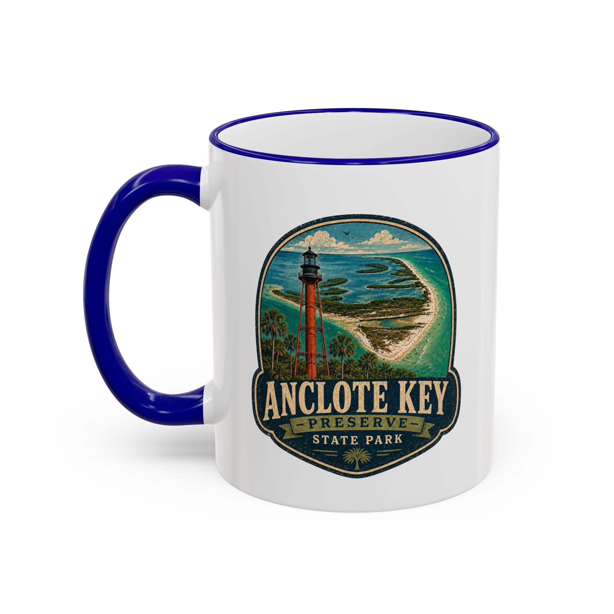 Anclote Key Vintage Mug — Accent Rim & Handle 11oz/15oz