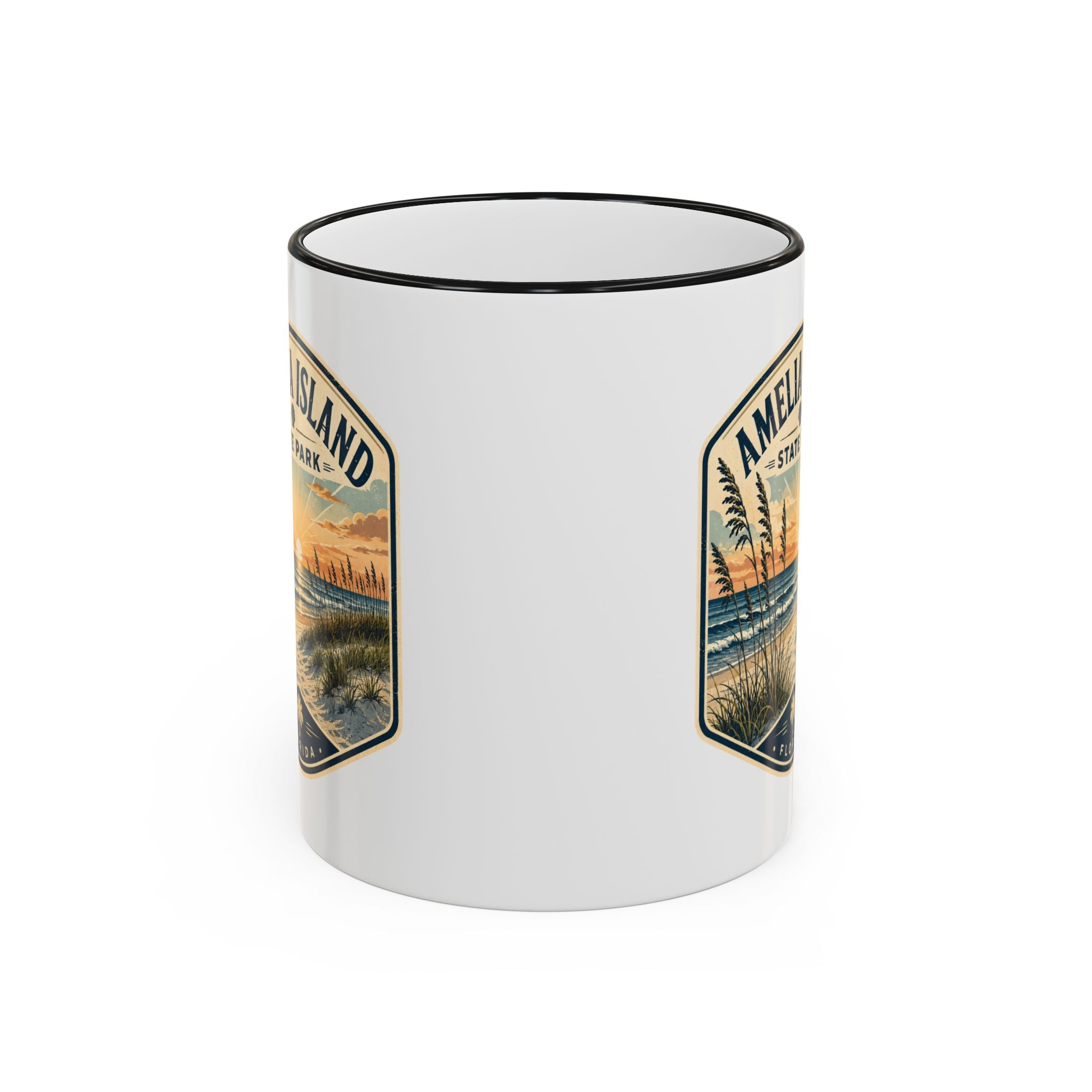 Amelia Island Vintage Mug — Accent Rim & Handle 11oz/15oz