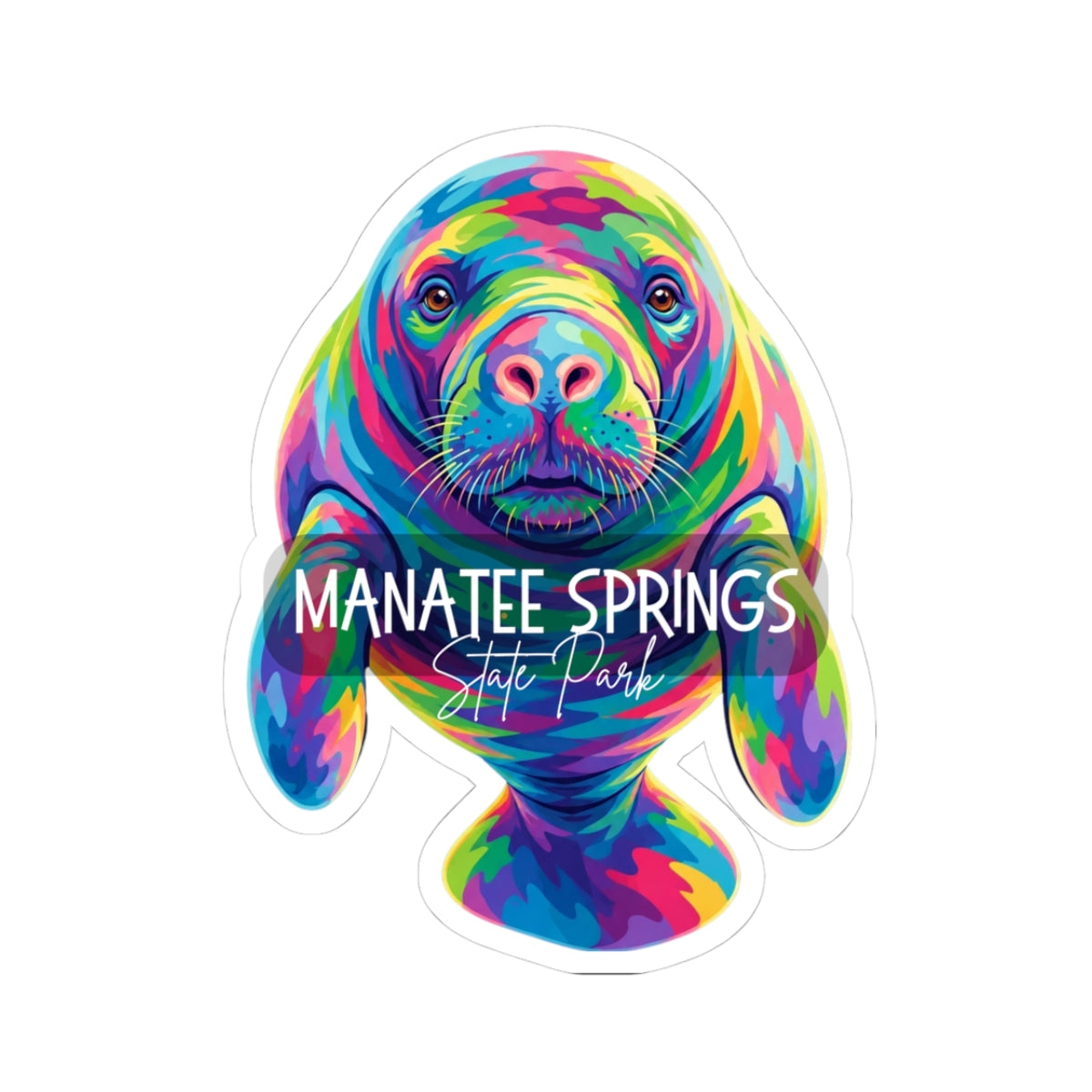 Manatee Springs Colorful Manatee Sticker — Kiss-Cut Vinyl Decal