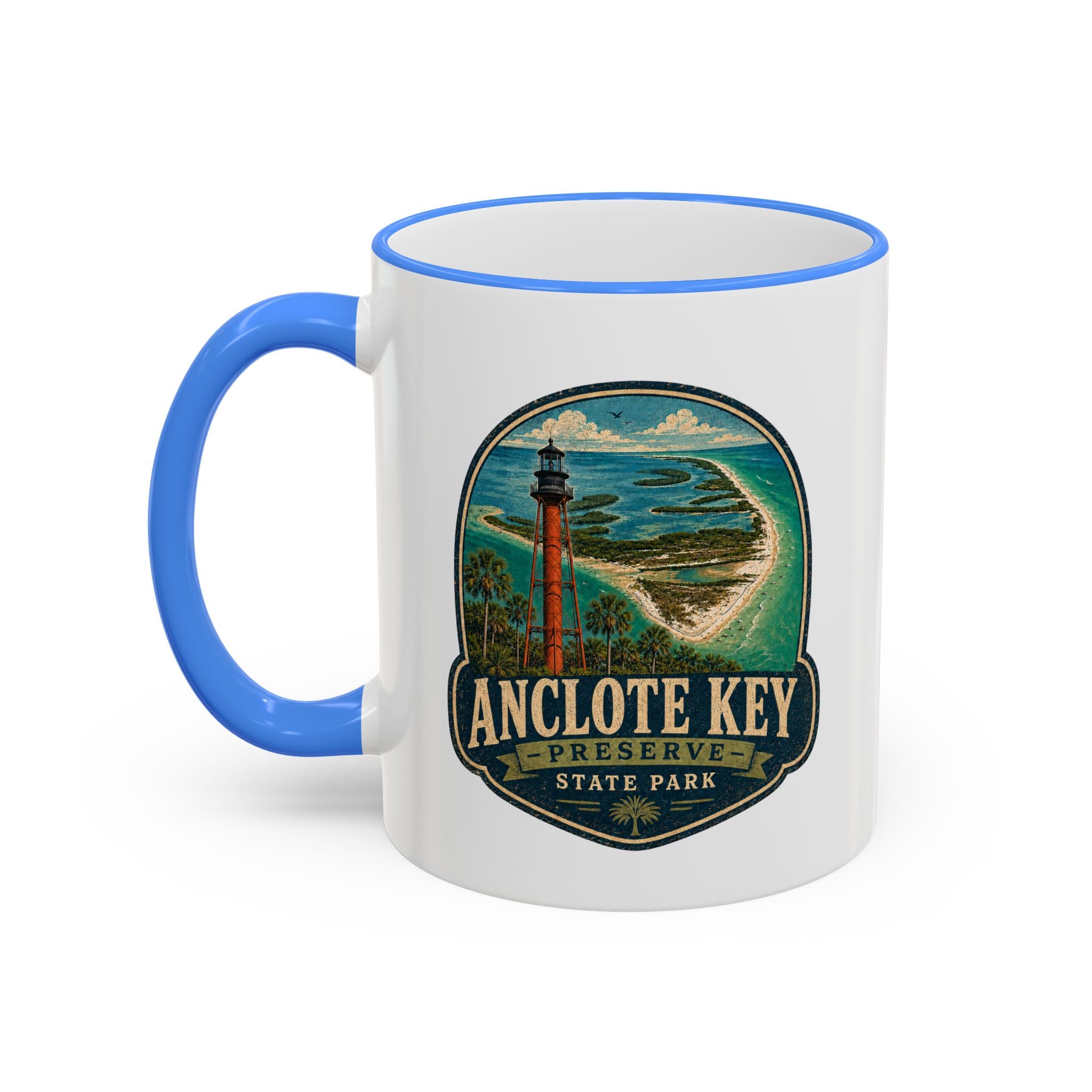 Anclote Key Vintage Mug — Accent Rim & Handle 11oz/15oz