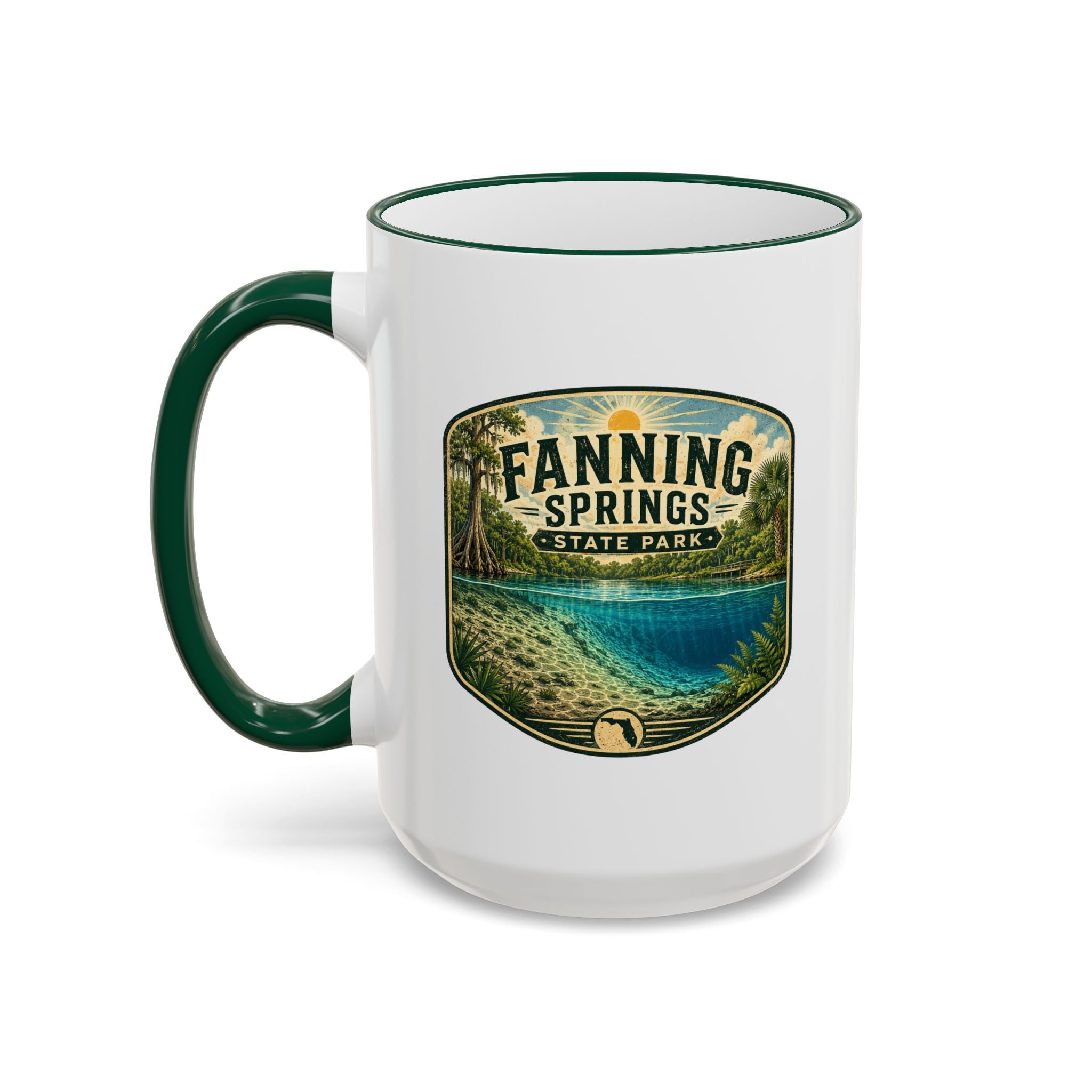 Fanning Springs Vintage Mug — Accent Rim & Handle 11oz/15oz