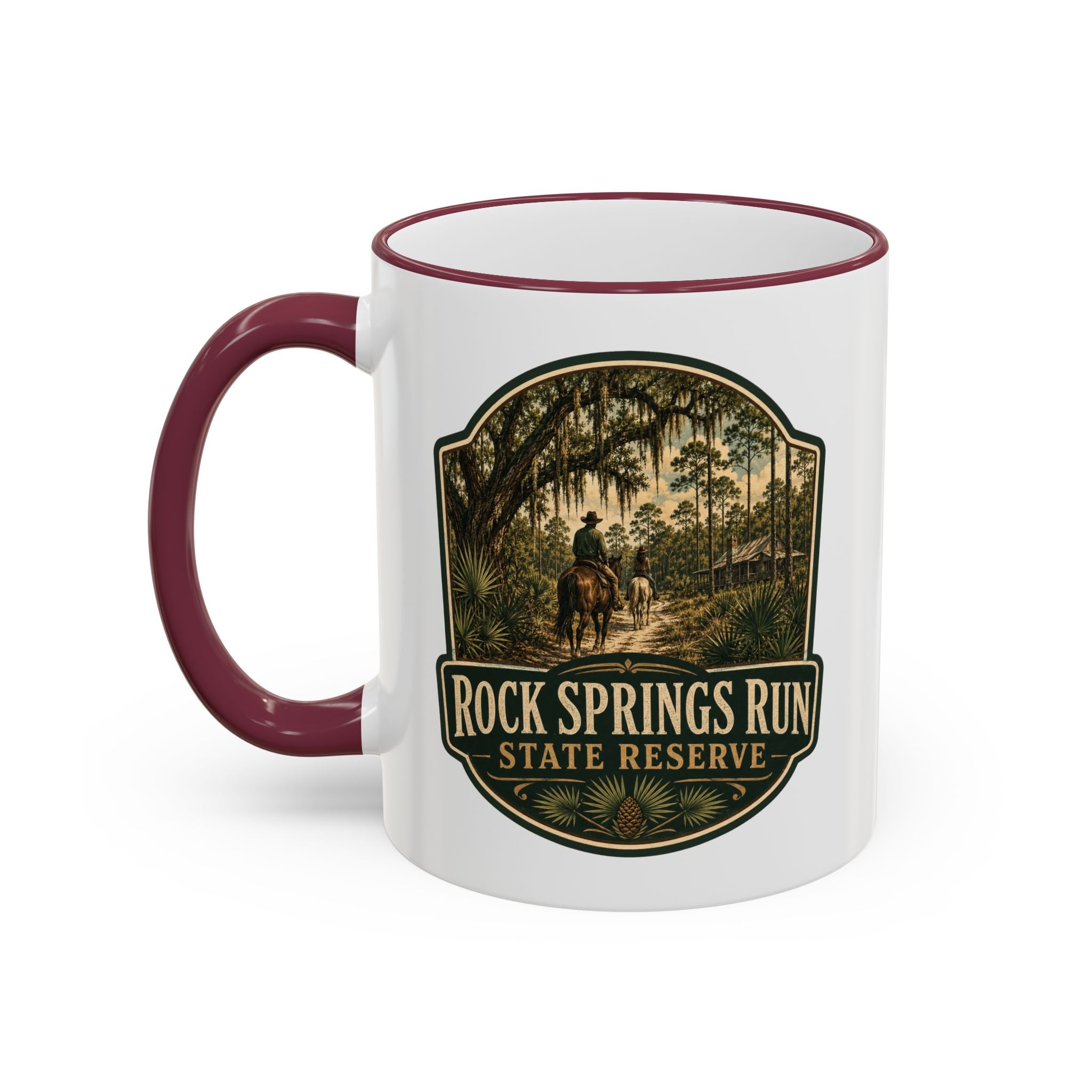 Rock Springs Run Vintage Mug — Accent Rim & Handle 11oz/15oz