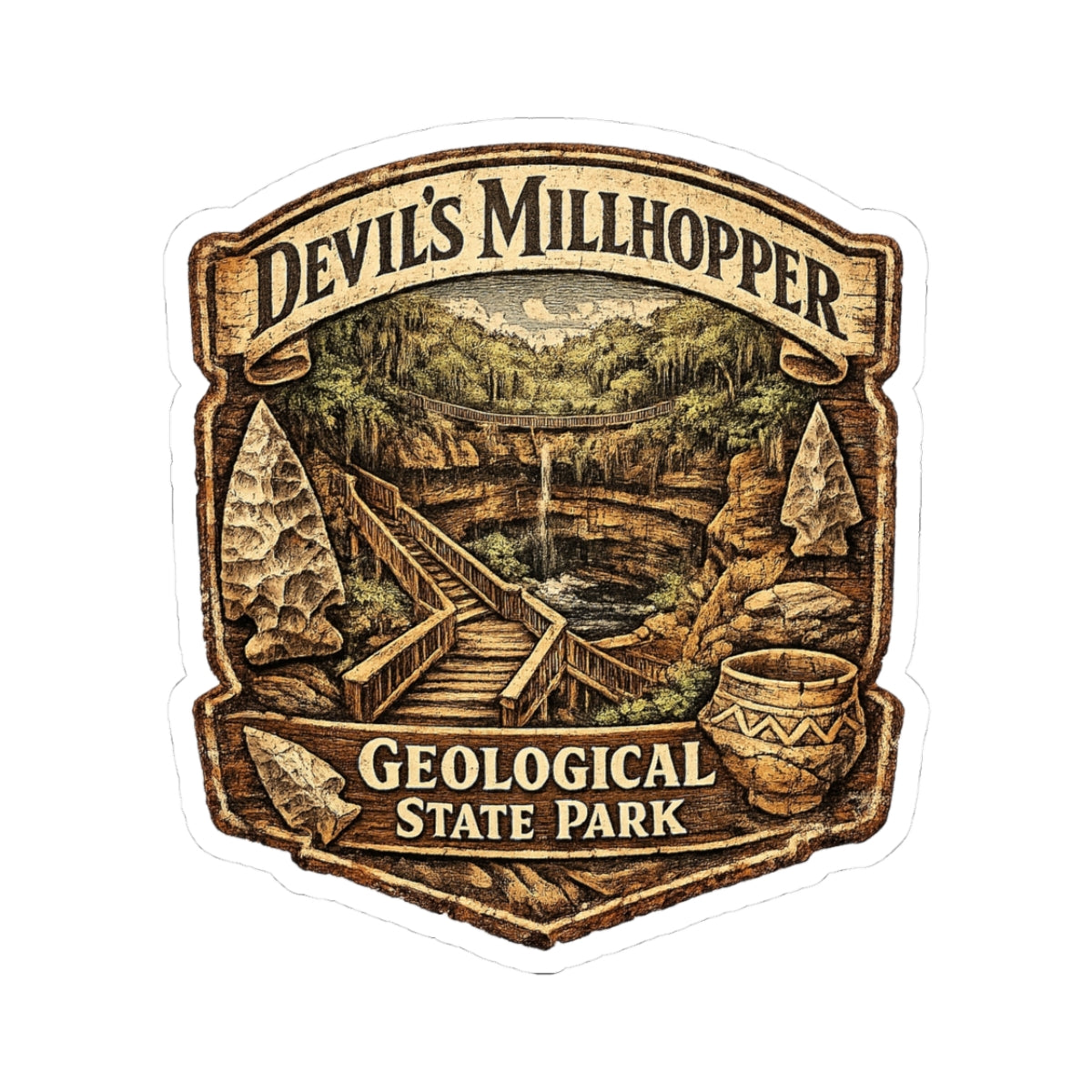 Devil's Millhopper Geological State Park Sticker — Vintage National Park Patch Kiss-Cut