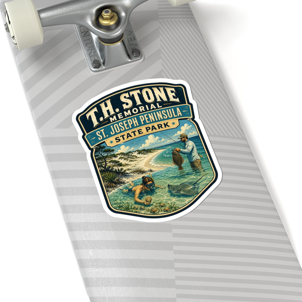 T.H. Stone Memorial State Park Sticker — St. Joseph Peninsula Coastal Fishing & Beach Scene Kiss-Cut Sticker