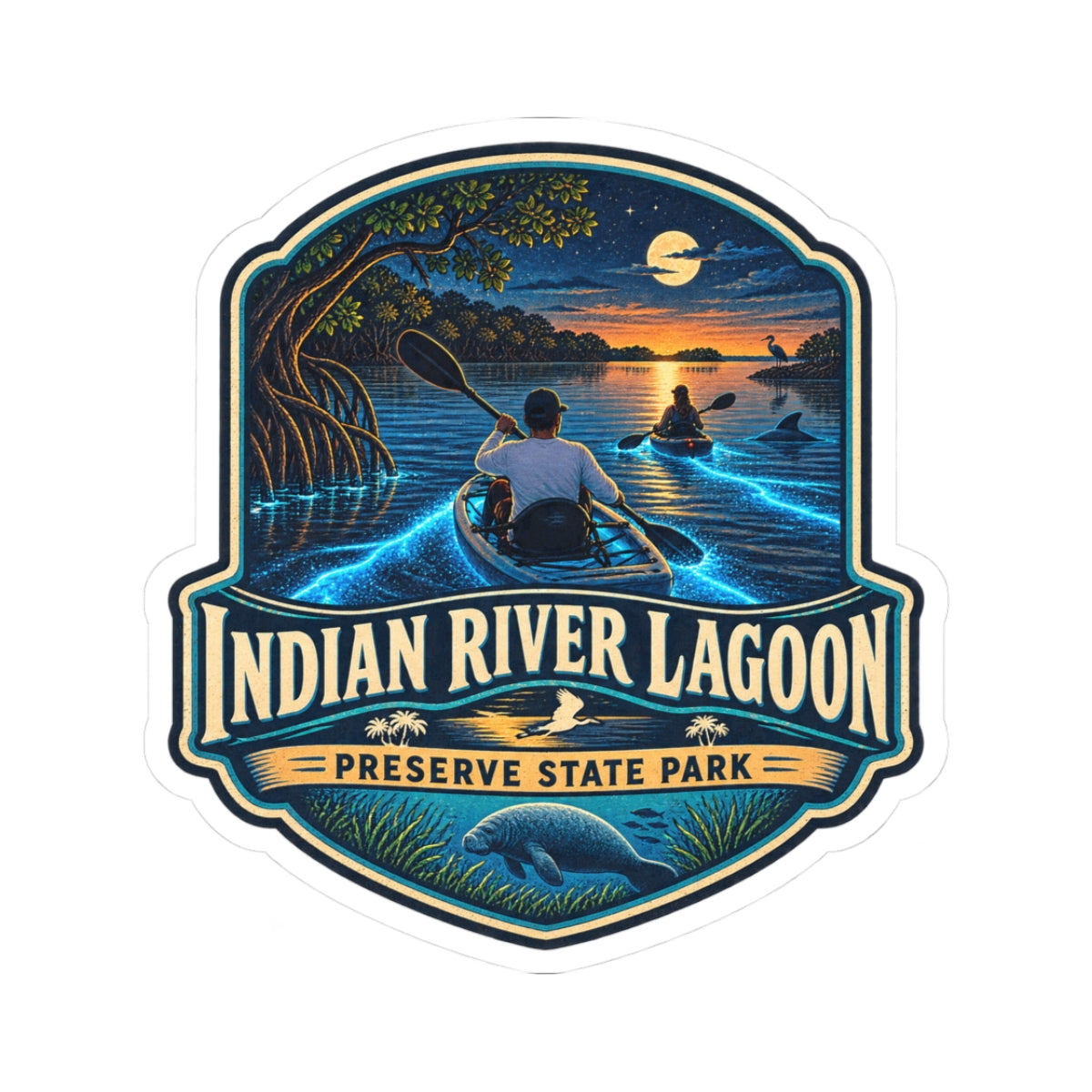 Indian River Lagoon Preserve State Park Kayak Sticker — Scenic Nature Park Decal