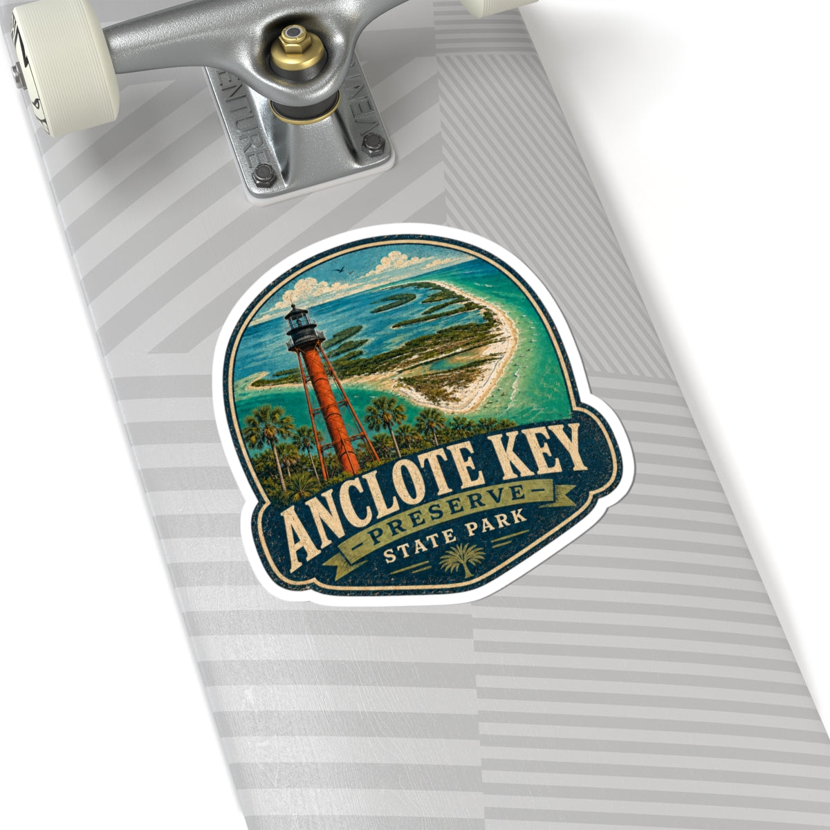 Anclote Key State Park Vintage Lighthouse Sticker — Kiss-Cut Travel Decal