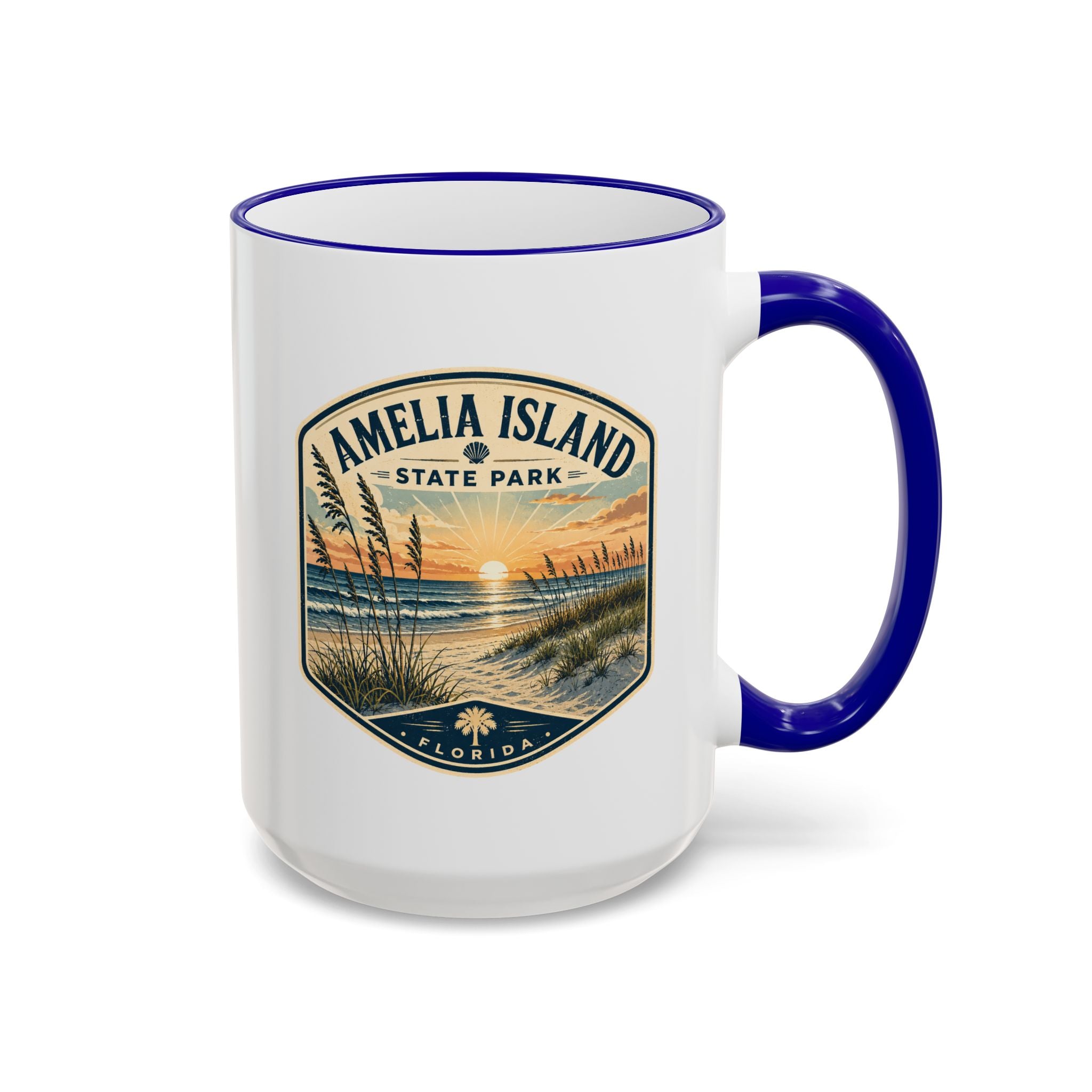 Amelia Island Vintage Mug — Accent Rim & Handle 11oz/15oz