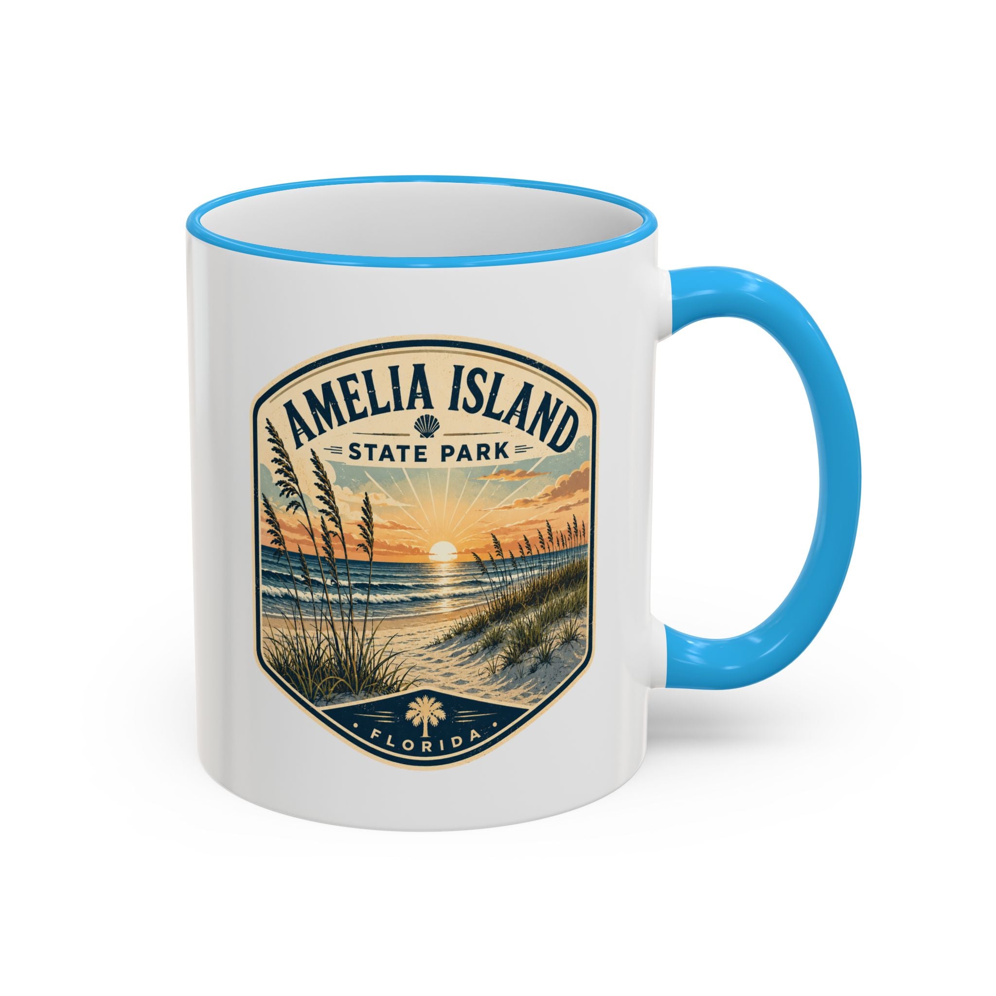 Amelia Island Vintage Mug — Accent Rim & Handle 11oz/15oz