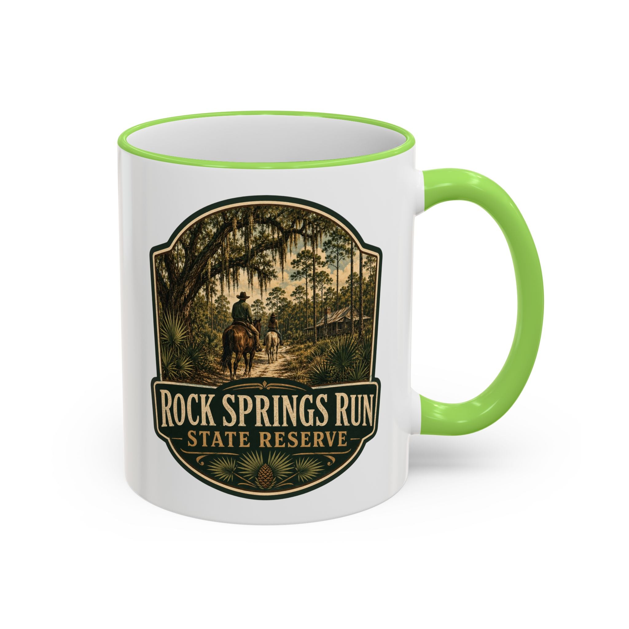 Rock Springs Run Vintage Mug — Accent Rim & Handle 11oz/15oz