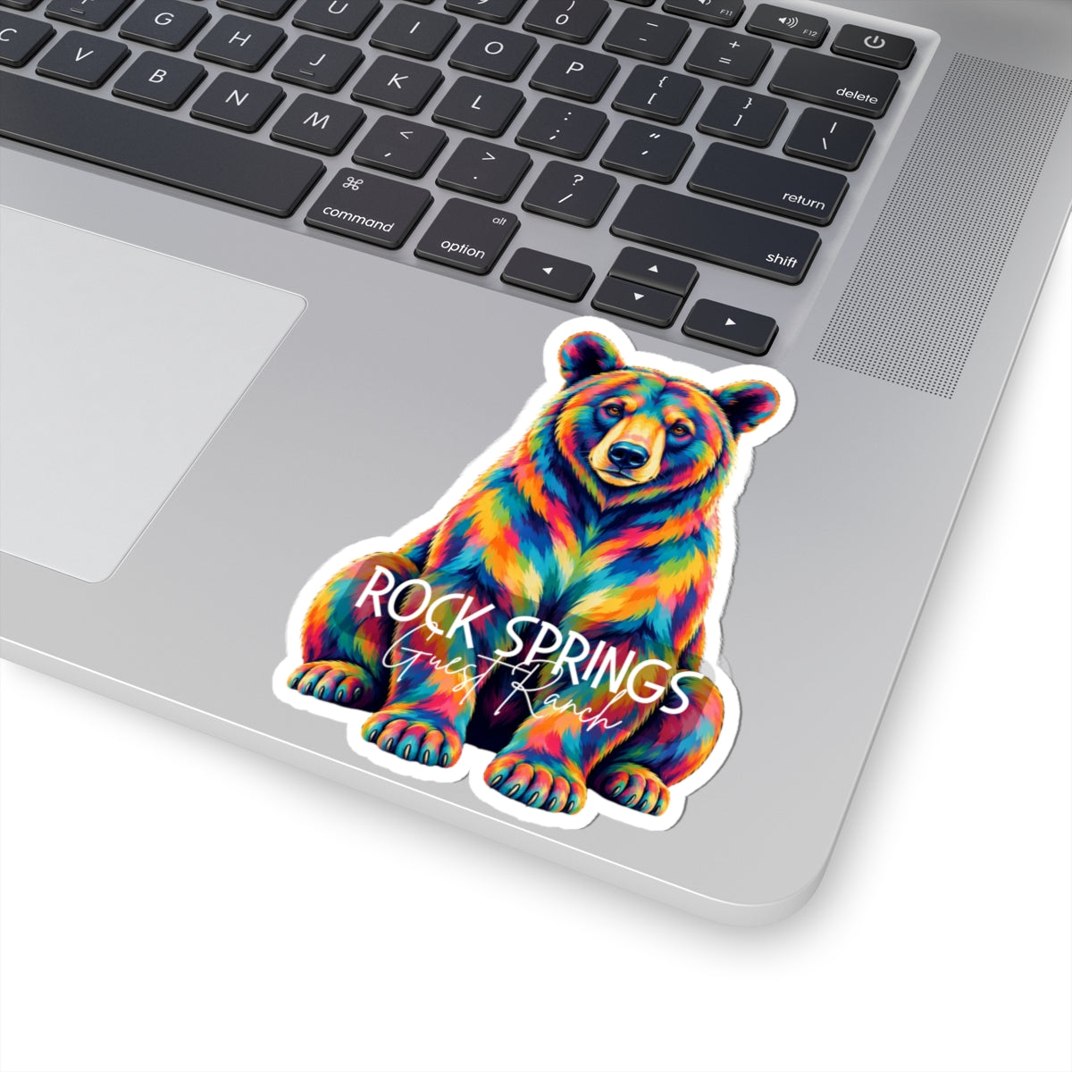 Florida Black Bear Rainbow Sticker — 'Rock Springs Guest Ranch' Kiss-Cut Vinyl