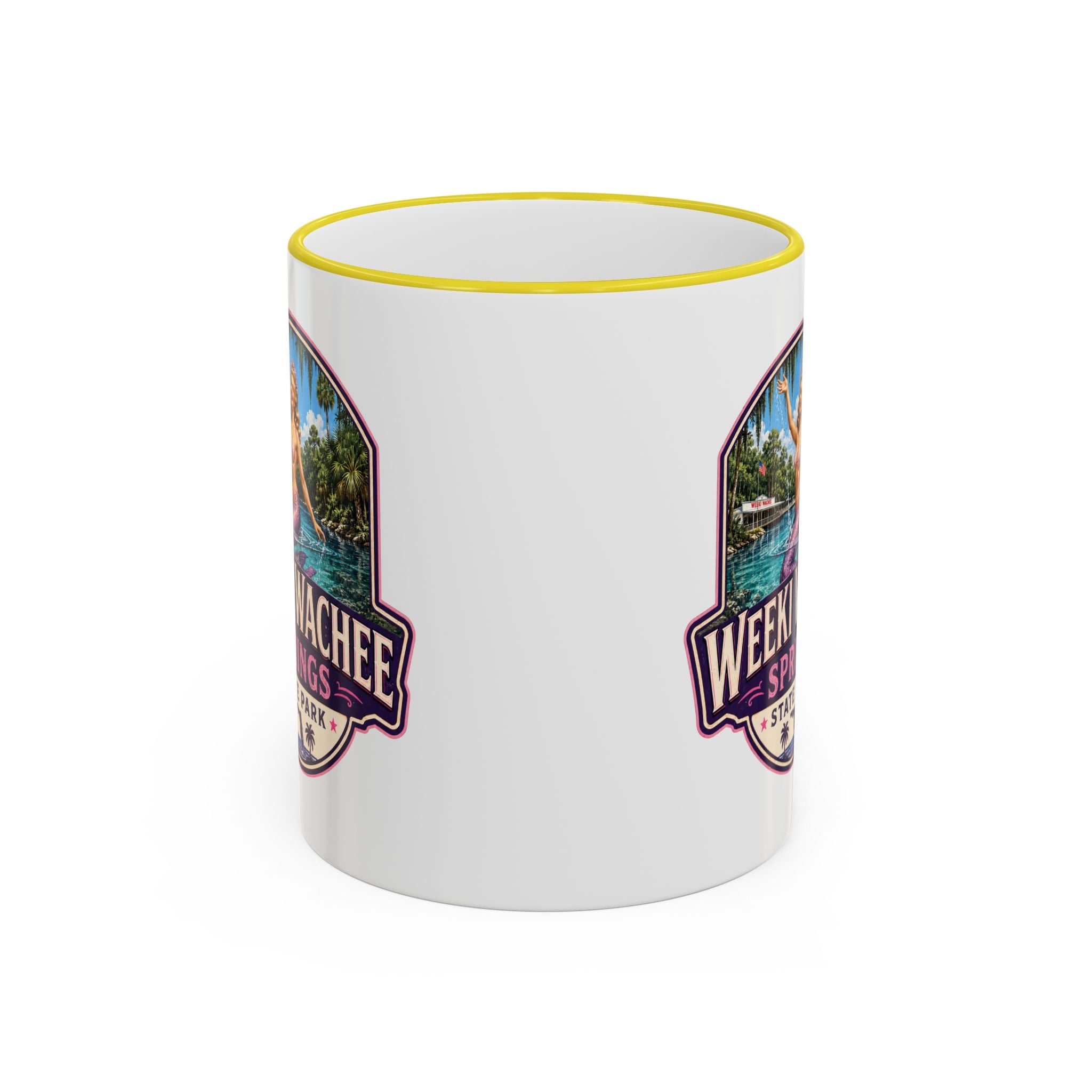 Weeki Wachee Vintage Mug Pink — Accent Rim & Handle 11oz/15oz