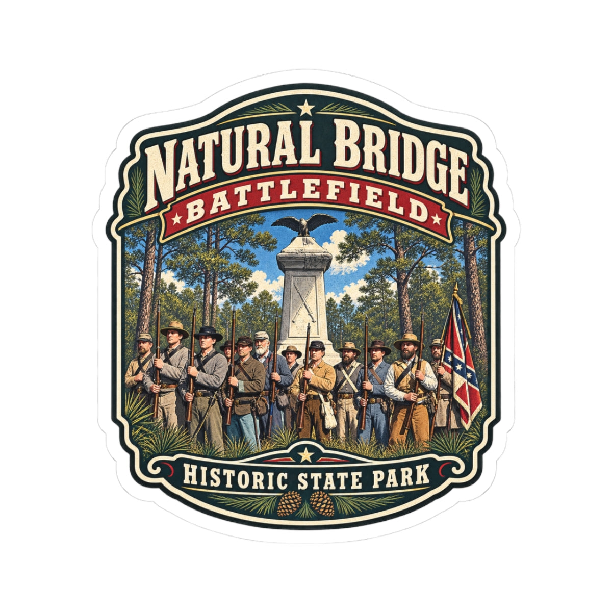 Natural Bridge Battlefield Sticker — Historic State Park Vintage Badge
