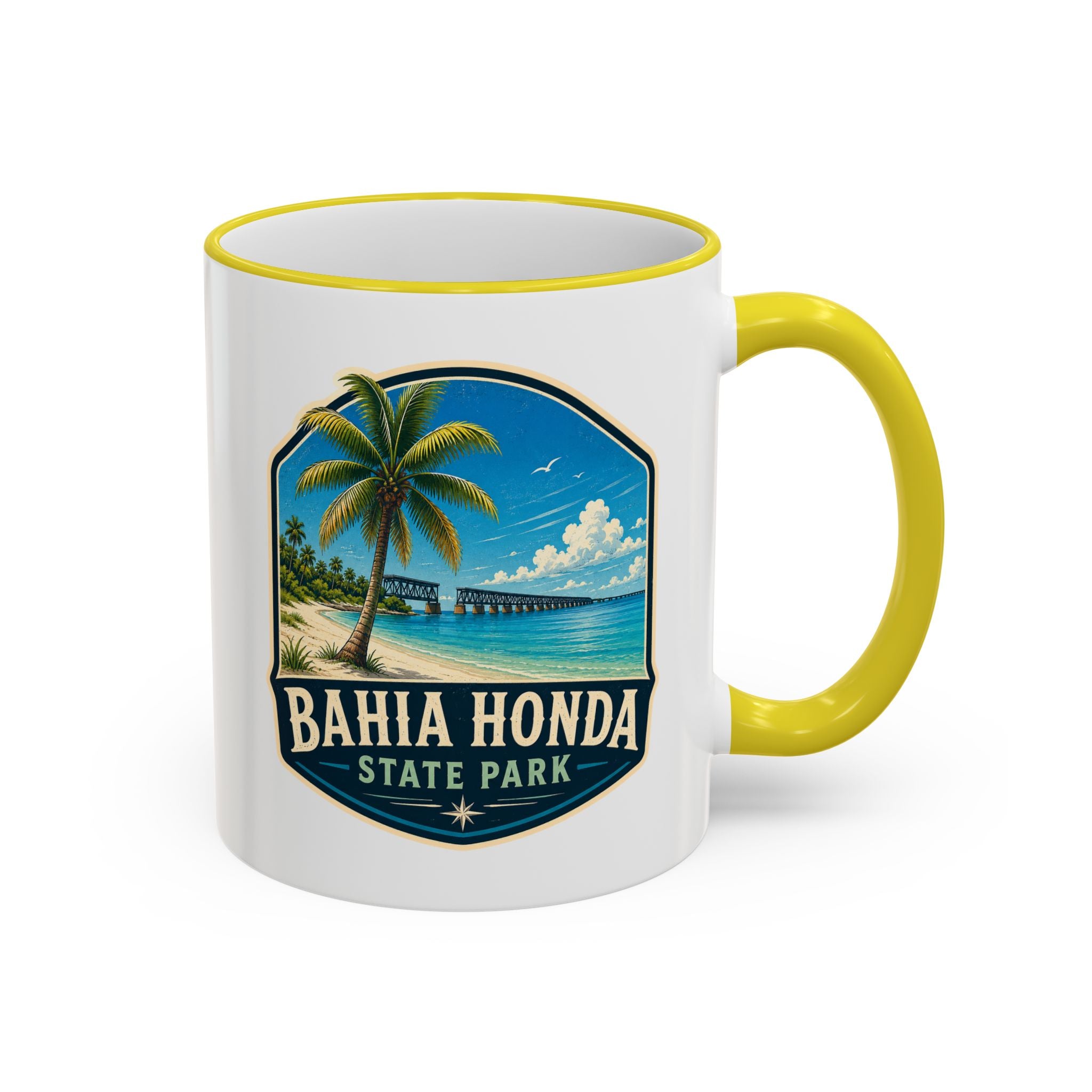 Bahia Honda Vintage Mug — Accent Rim & Handle 11oz/15oz