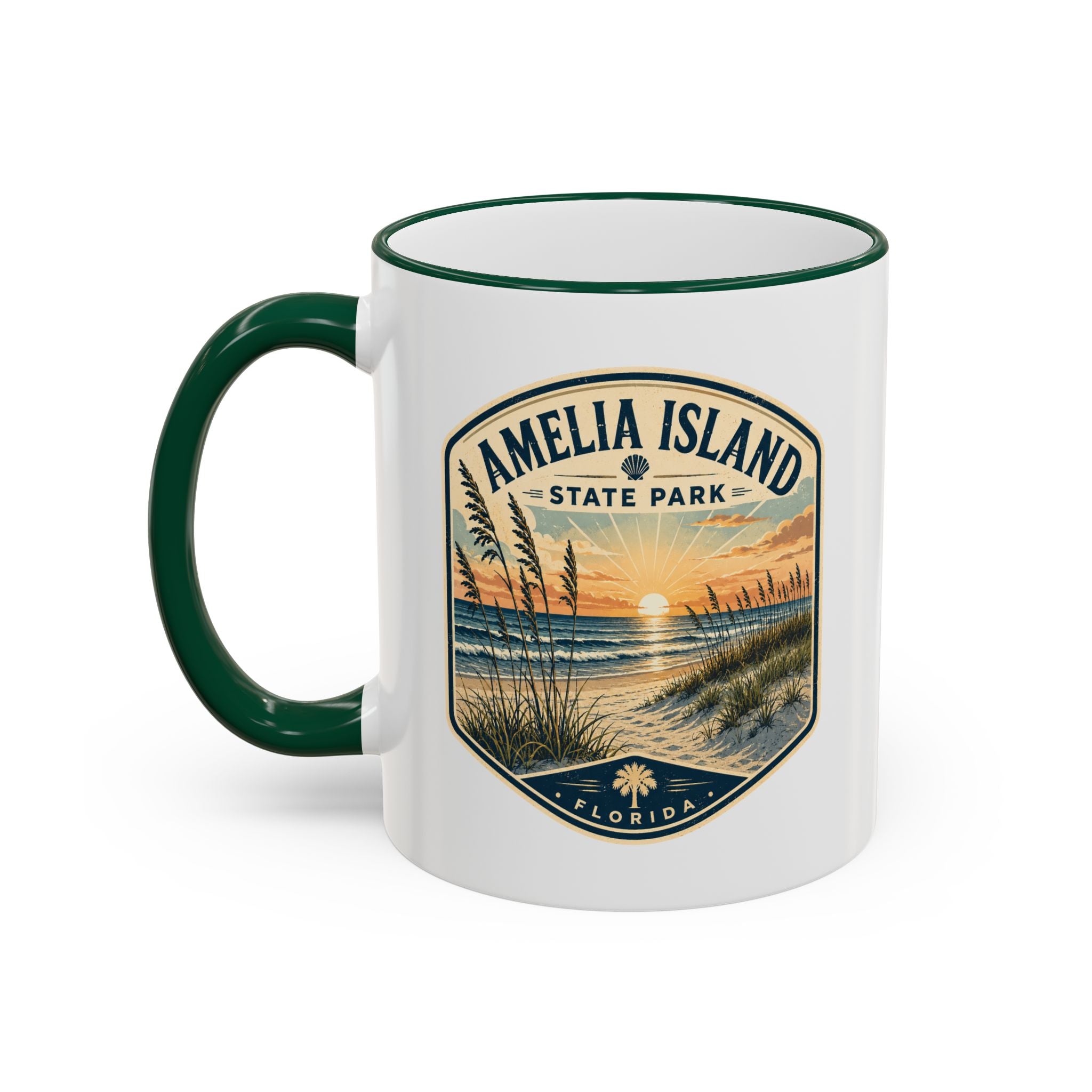 Amelia Island Vintage Mug — Accent Rim & Handle 11oz/15oz
