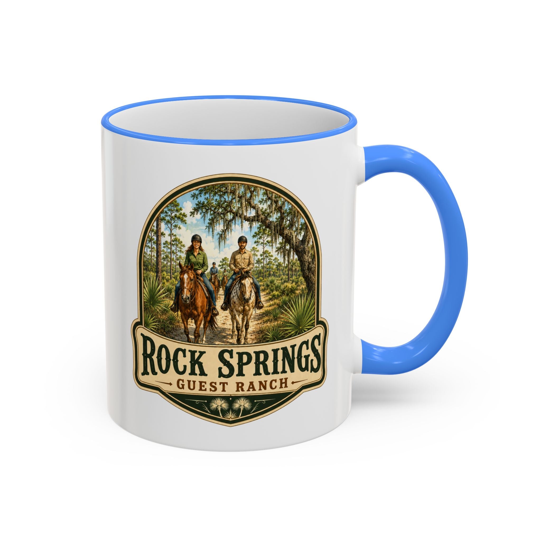 Rock Springs Guest Ranch Vintage Mug — Accent Rim & Handle 11oz/15oz