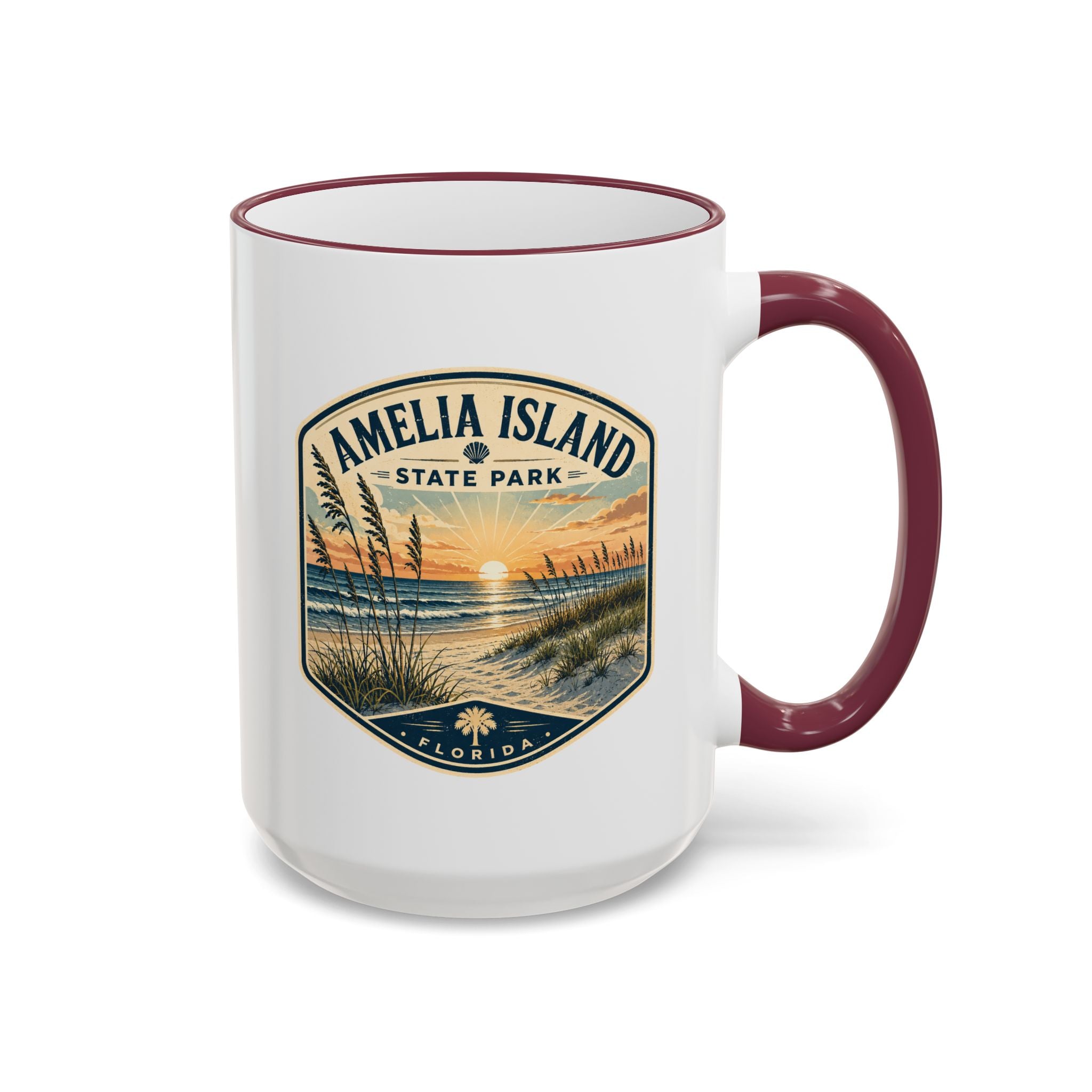 Amelia Island Vintage Mug — Accent Rim & Handle 11oz/15oz