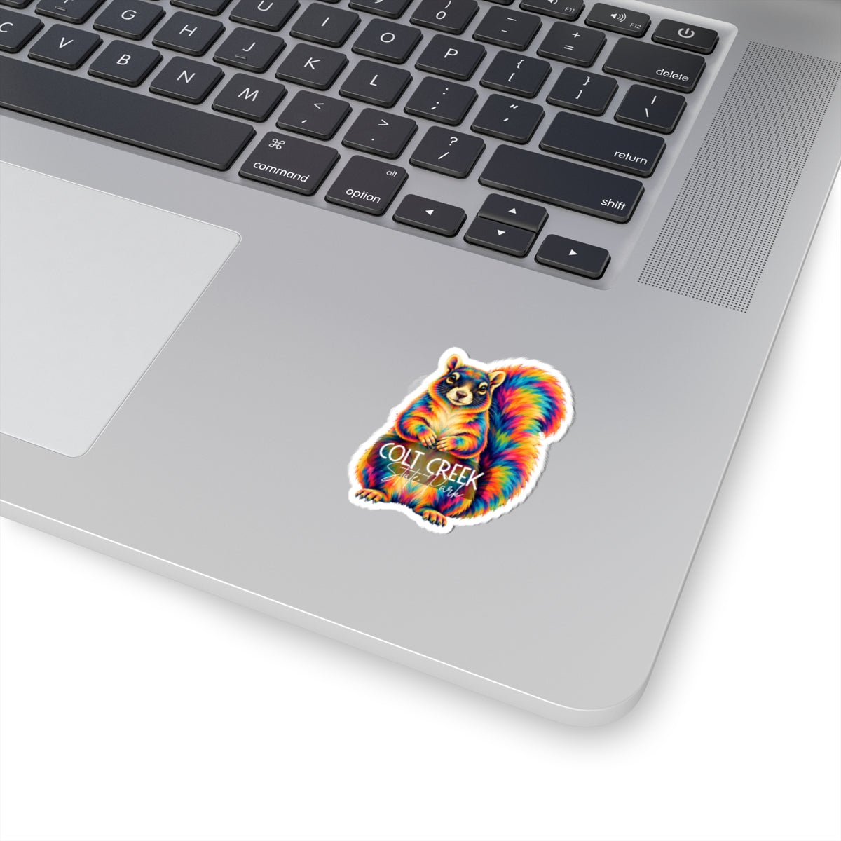 Rainbow Fox Squirrel Kiss-Cut Sticker — Vibrant Colorful Laptop & Water Bottle Decal