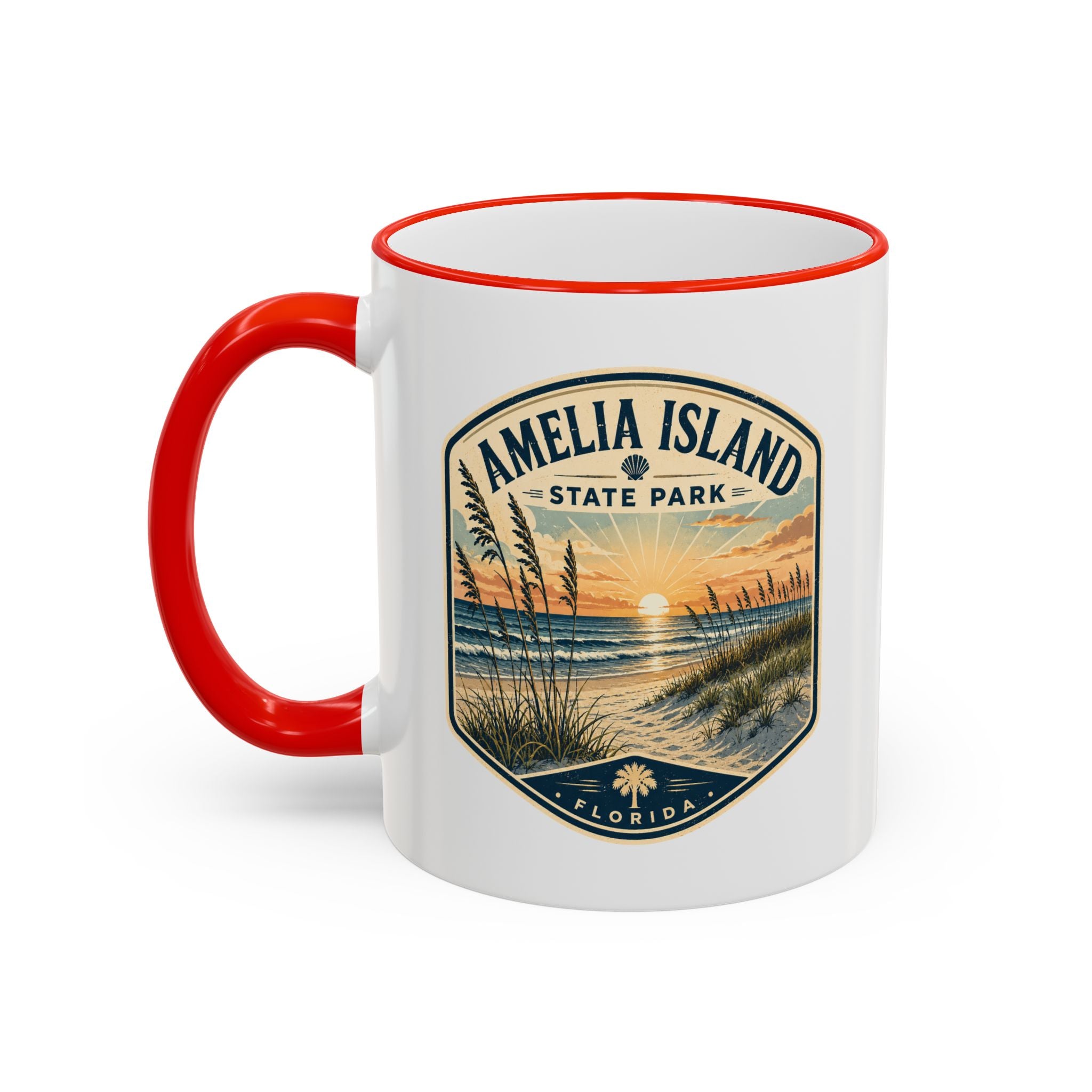 Amelia Island Vintage Mug — Accent Rim & Handle 11oz/15oz